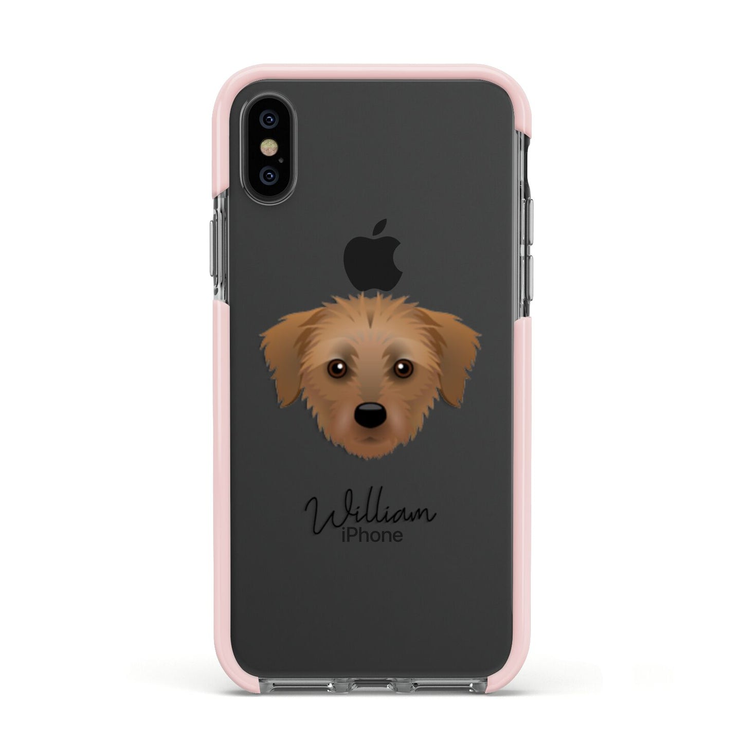 Dorkie Personalised Apple iPhone Xs Impact Case Pink Edge on Black Phone