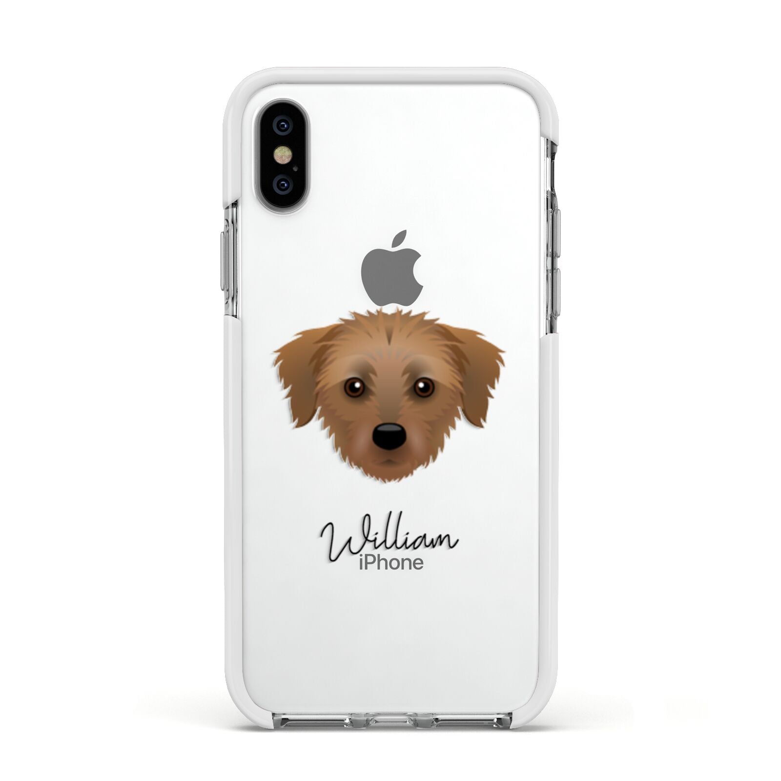 Dorkie Personalised Apple iPhone Xs Impact Case White Edge on Silver Phone