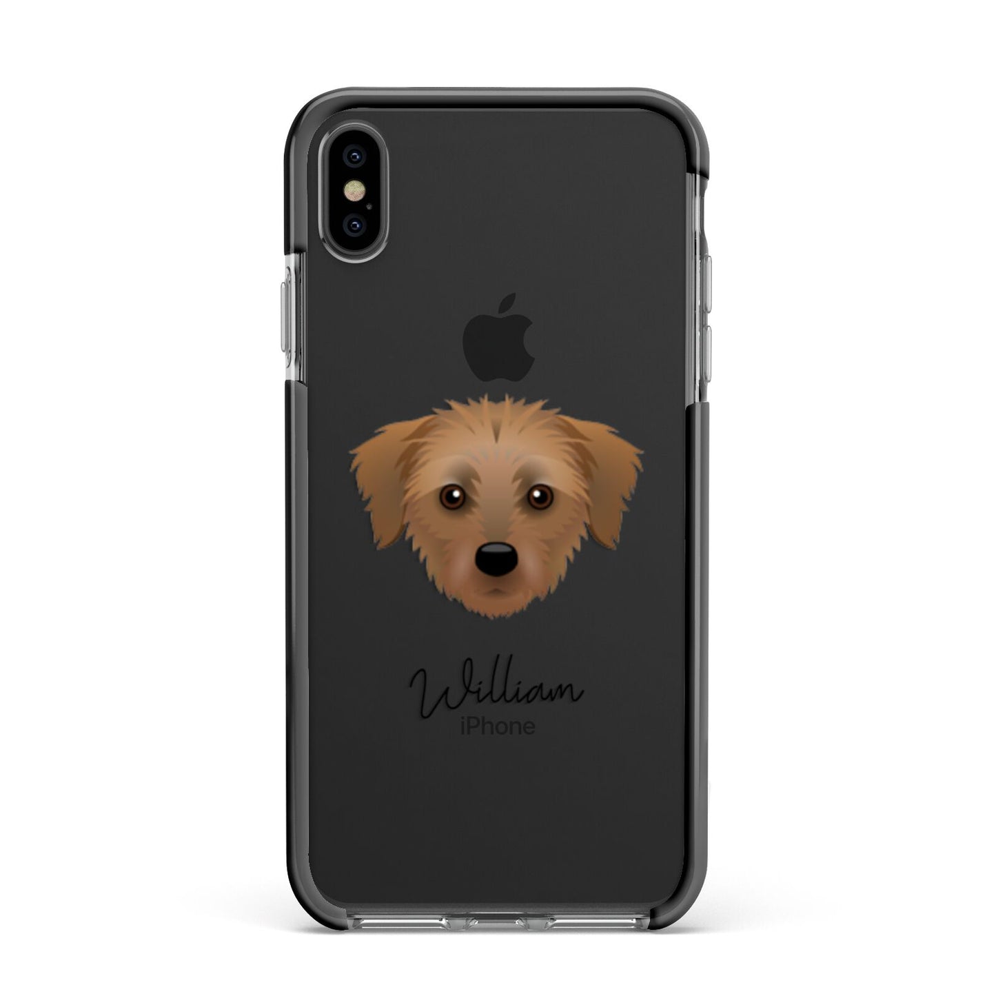 Dorkie Personalised Apple iPhone Xs Max Impact Case Black Edge on Black Phone
