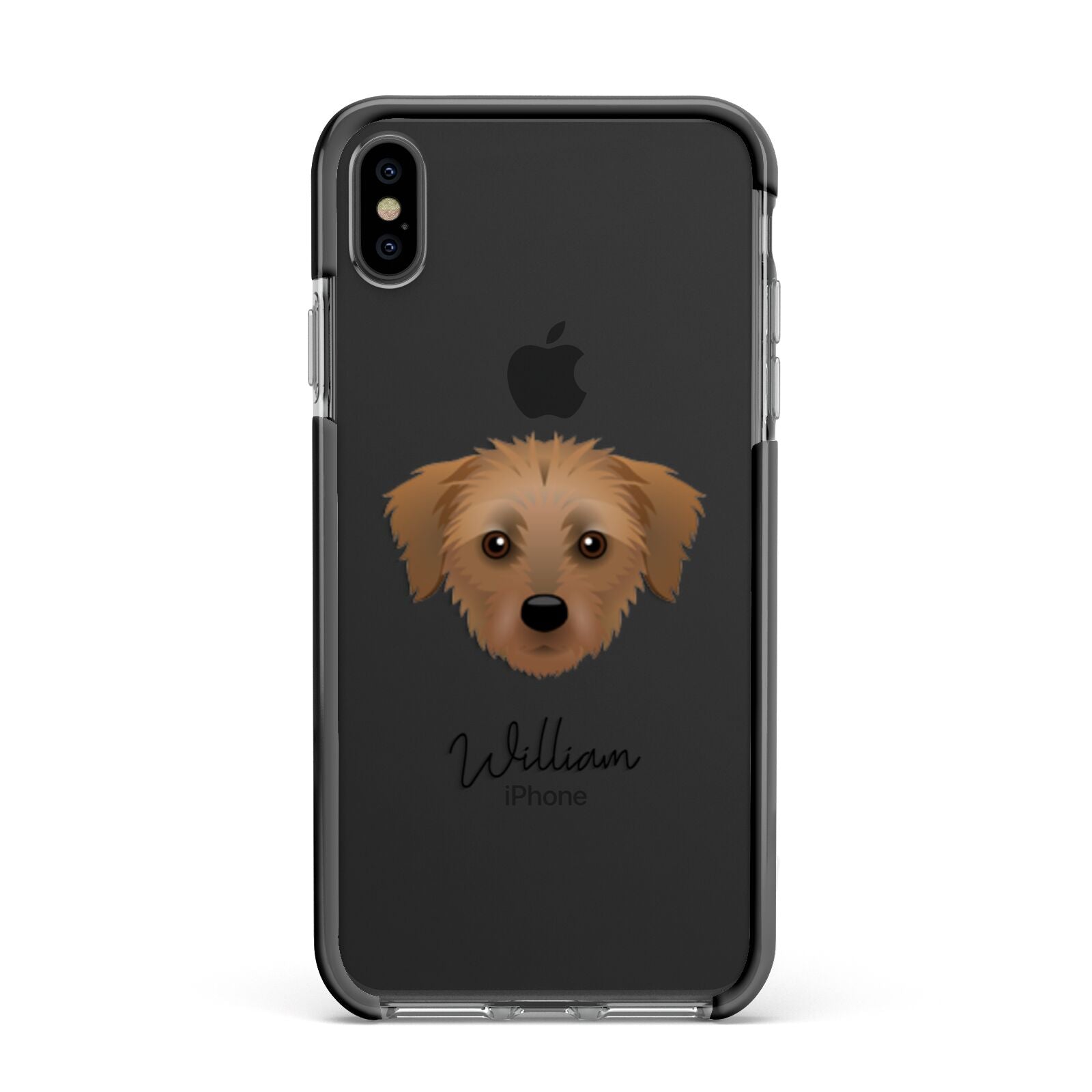 Dorkie Personalised Apple iPhone Xs Max Impact Case Black Edge on Black Phone