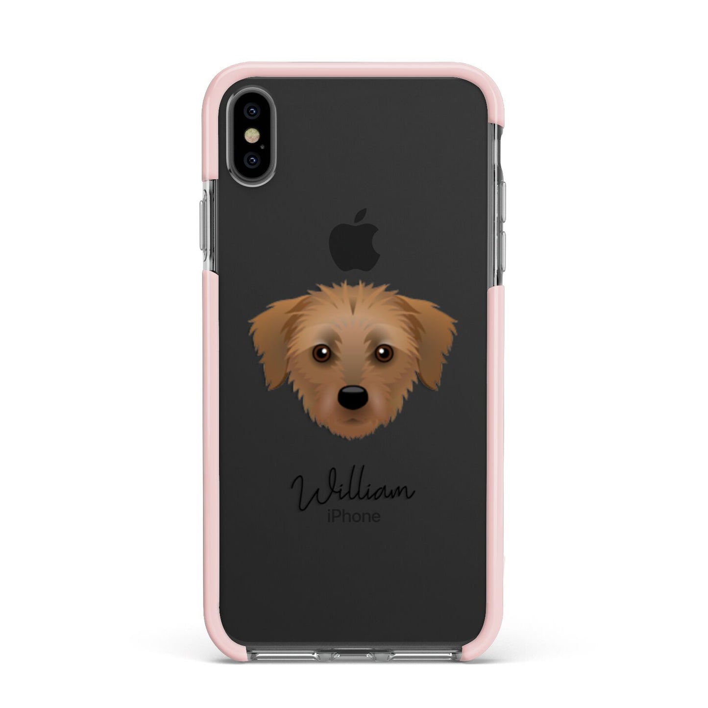 Dorkie Personalised Apple iPhone Xs Max Impact Case Pink Edge on Black Phone