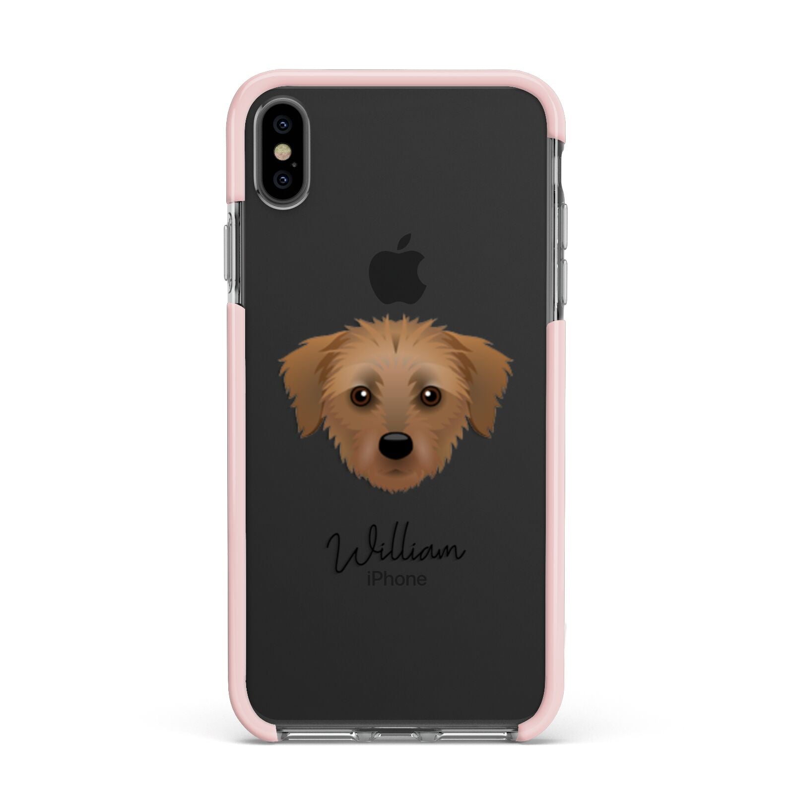 Dorkie Personalised Apple iPhone Xs Max Impact Case Pink Edge on Black Phone