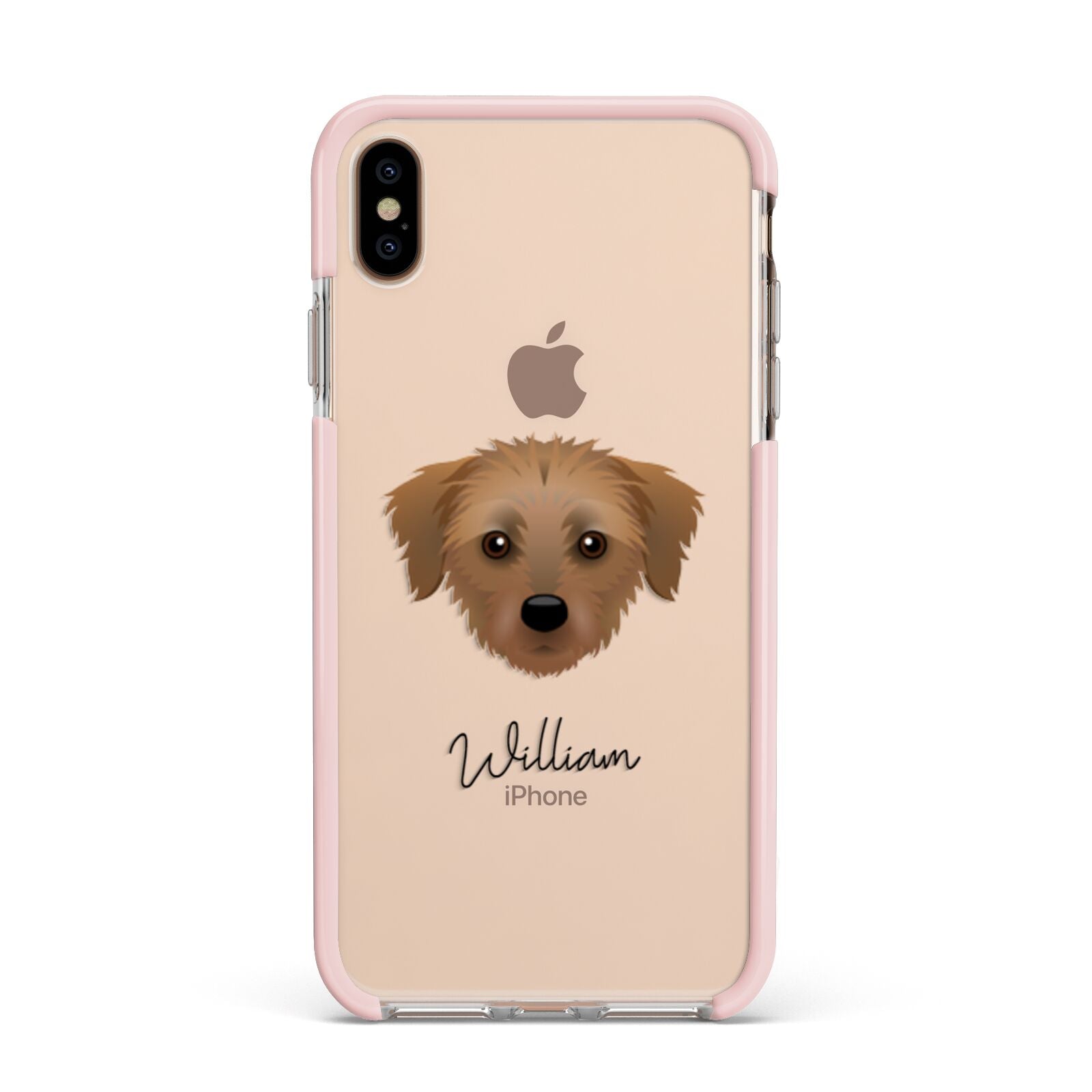 Dorkie Personalised Apple iPhone Xs Max Impact Case Pink Edge on Gold Phone