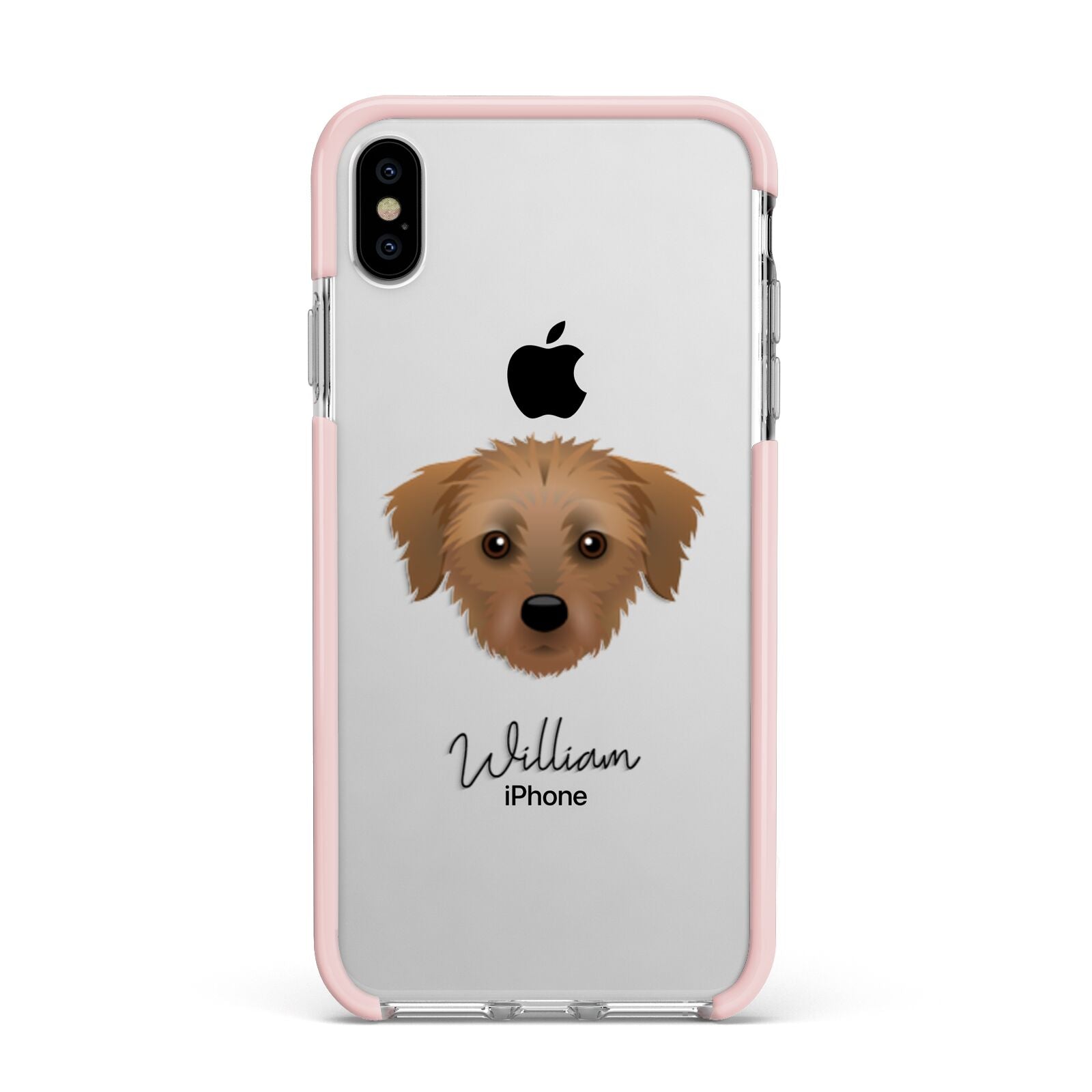 Dorkie Personalised Apple iPhone Xs Max Impact Case Pink Edge on Silver Phone
