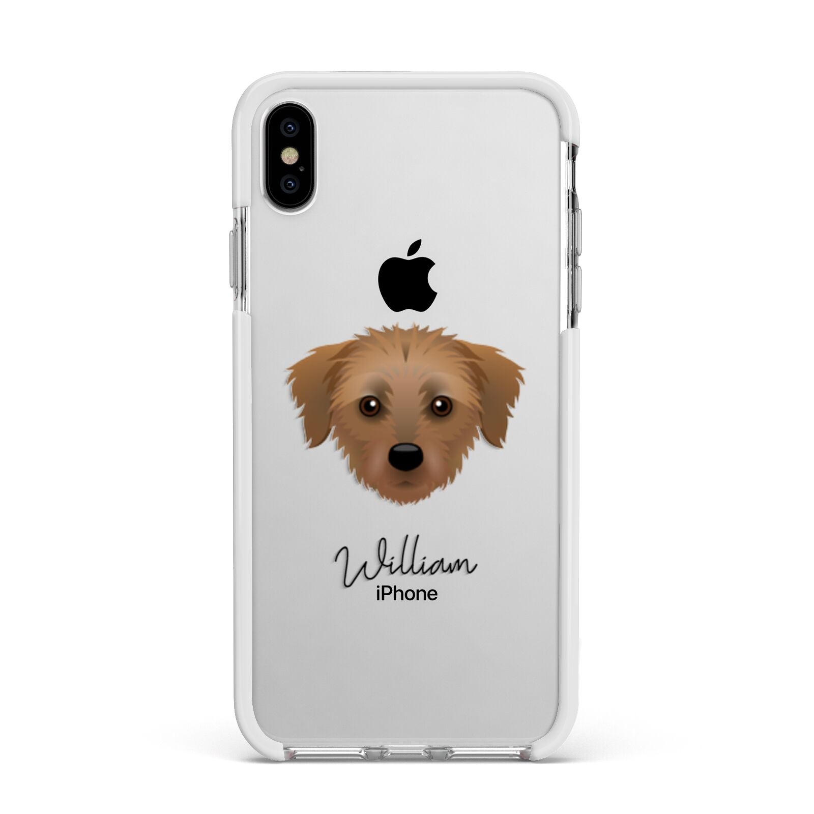 Dorkie Personalised Apple iPhone Xs Max Impact Case White Edge on Silver Phone