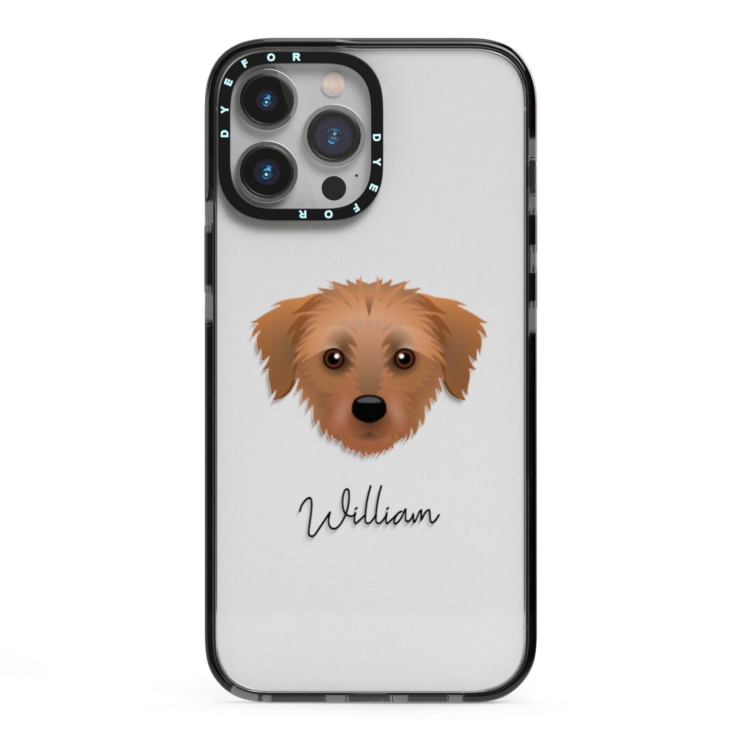 Dorkie Personalised iPhone 13 Pro Max Black Impact Case on Silver phone