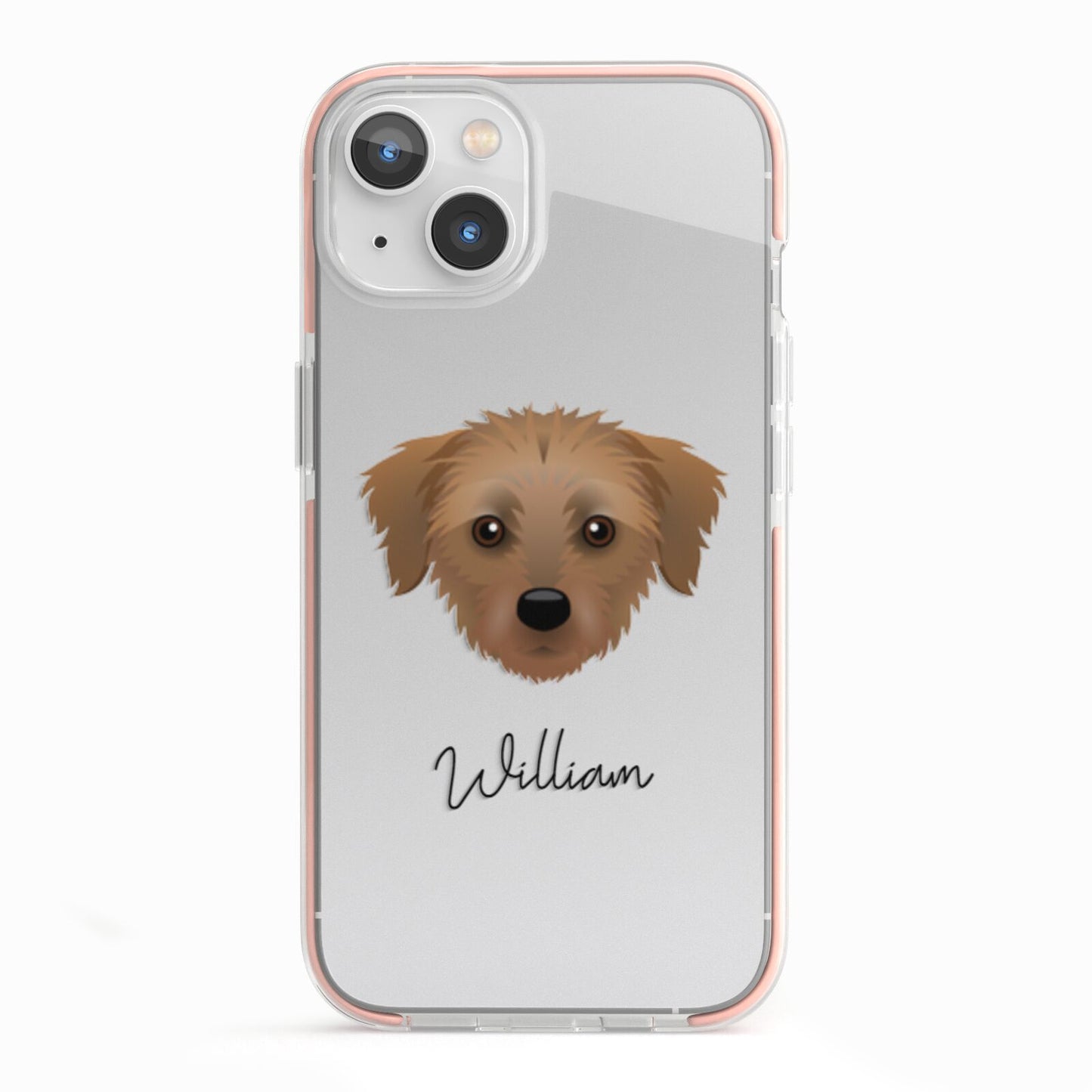 Dorkie Personalised iPhone 13 TPU Impact Case with Pink Edges