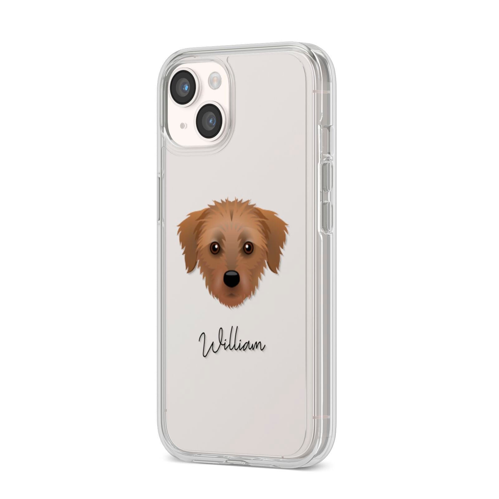 Dorkie Personalised iPhone 14 Clear Tough Case Starlight Angled Image