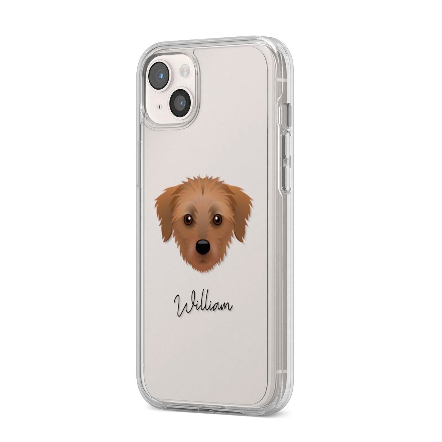 Dorkie Personalised iPhone 14 Plus Clear Tough Case Starlight Angled Image