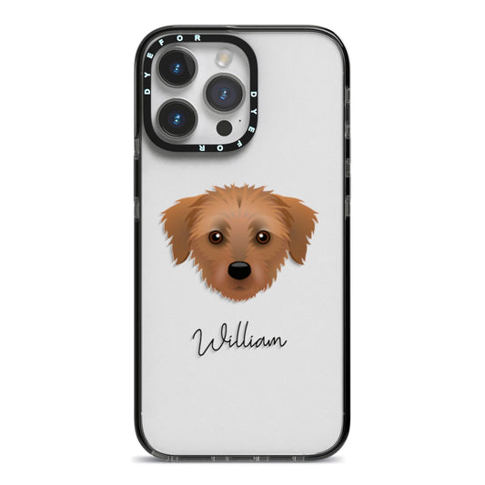 Dorkie Personalised iPhone 14 Pro Max Black Impact Case on Silver phone