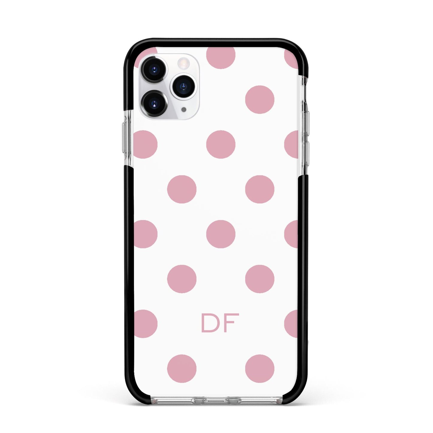 Dots Initials Personalised Apple iPhone 11 Pro Max in Silver with Black Impact Case