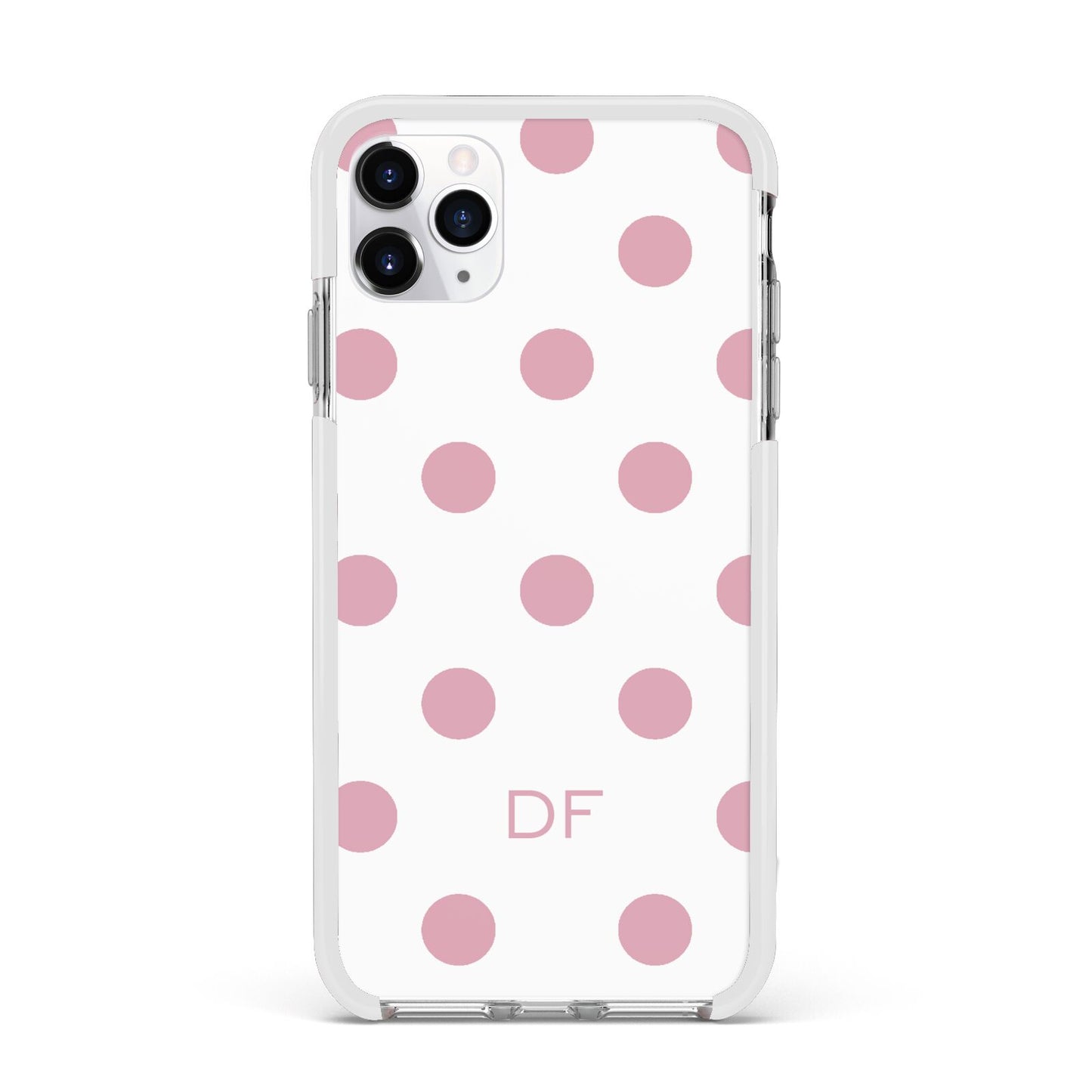 Dots Initials Personalised Apple iPhone 11 Pro Max in Silver with White Impact Case