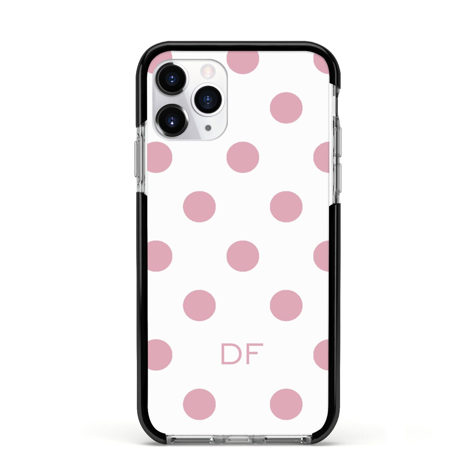 Dots Initials Personalised Apple iPhone 11 Pro in Silver with Black Impact Case