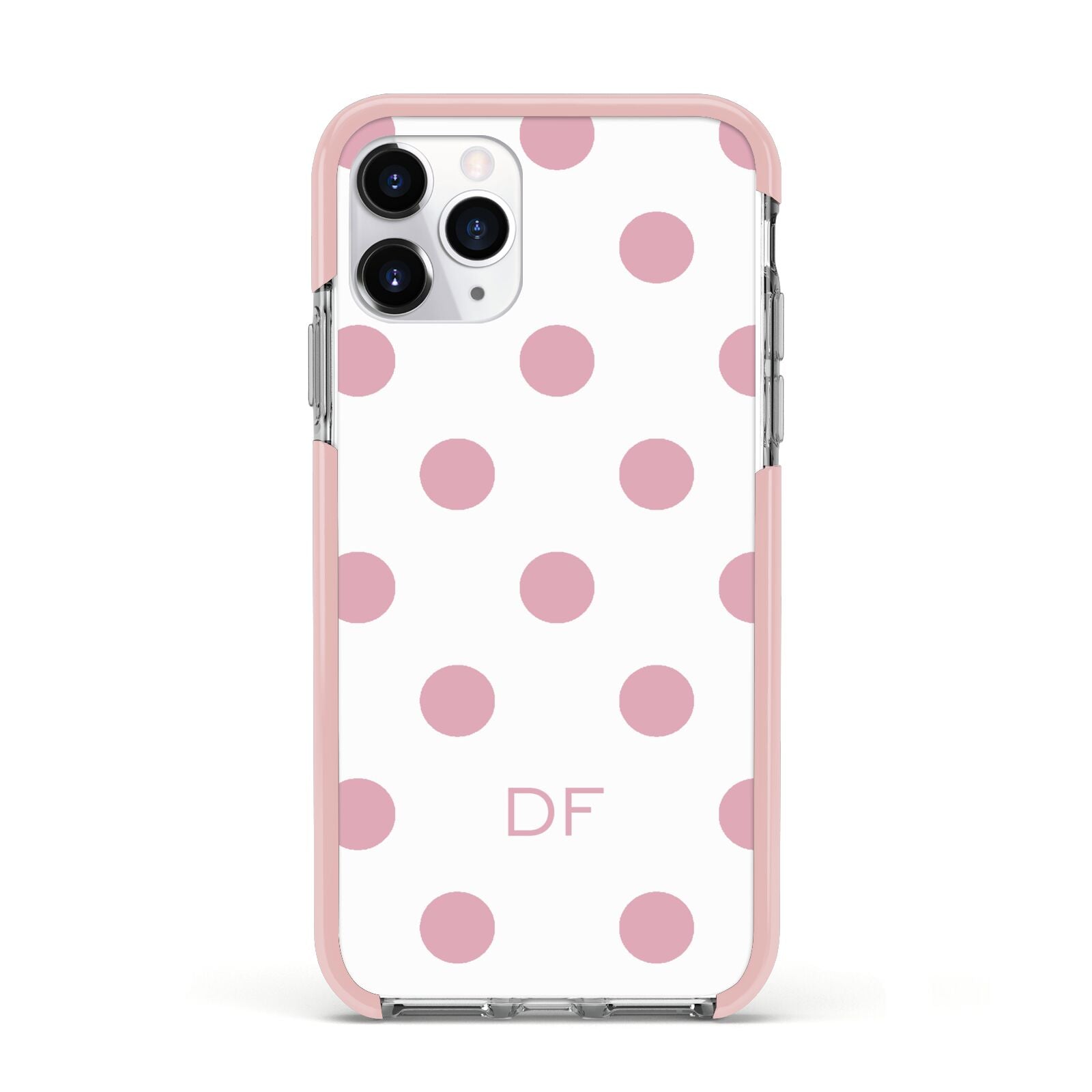 Dots Initials Personalised Apple iPhone 11 Pro in Silver with Pink Impact Case