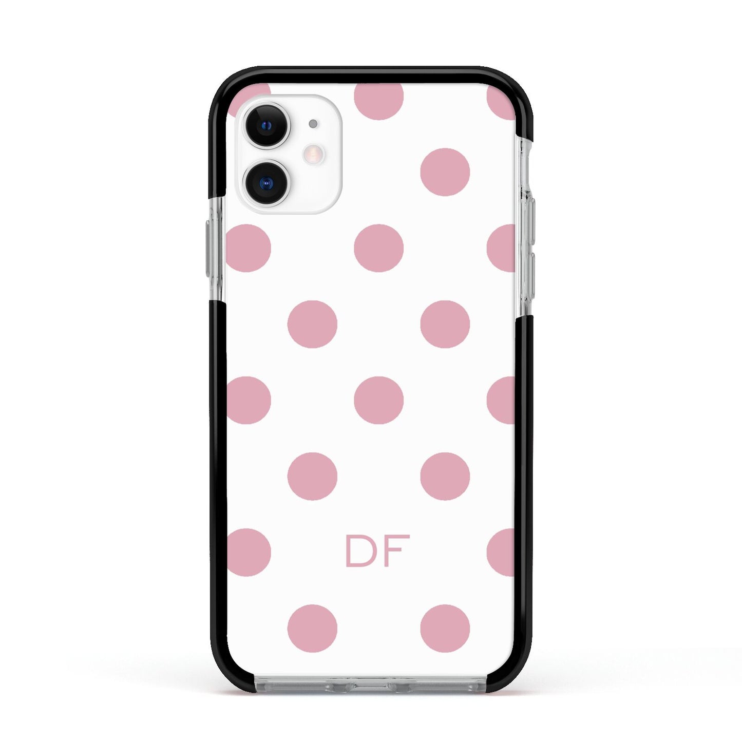 Dots Initials Personalised Apple iPhone 11 in White with Black Impact Case