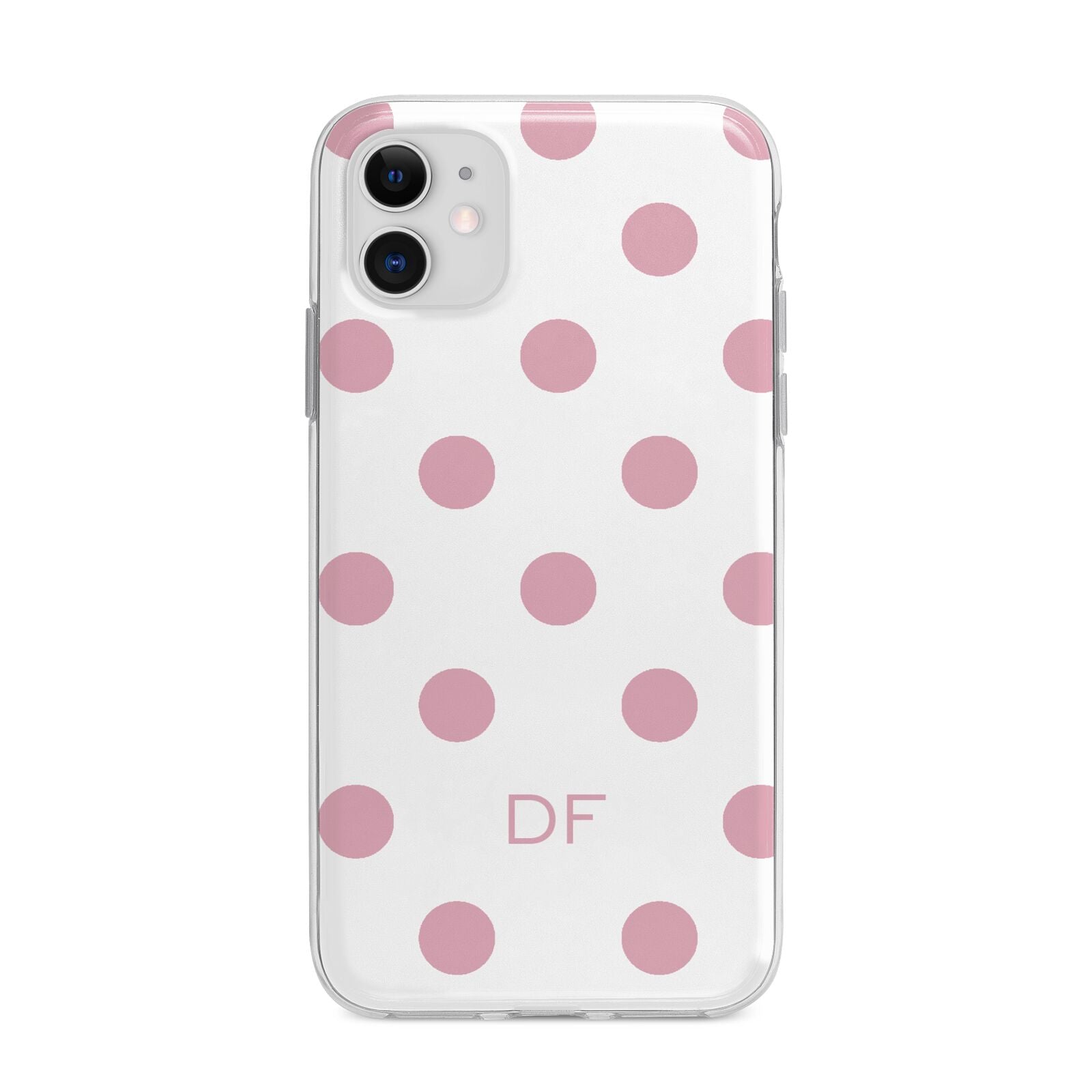 Dots Initials Personalised Apple iPhone 11 in White with Bumper Case