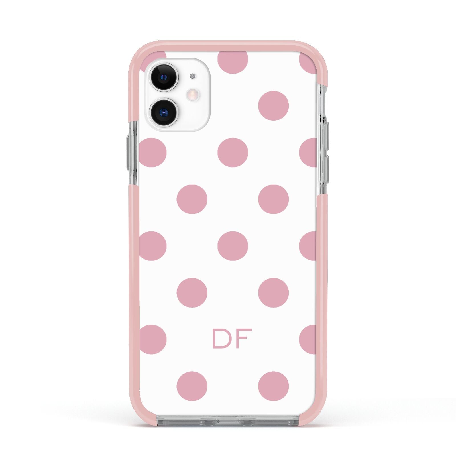 Dots Initials Personalised Apple iPhone 11 in White with Pink Impact Case