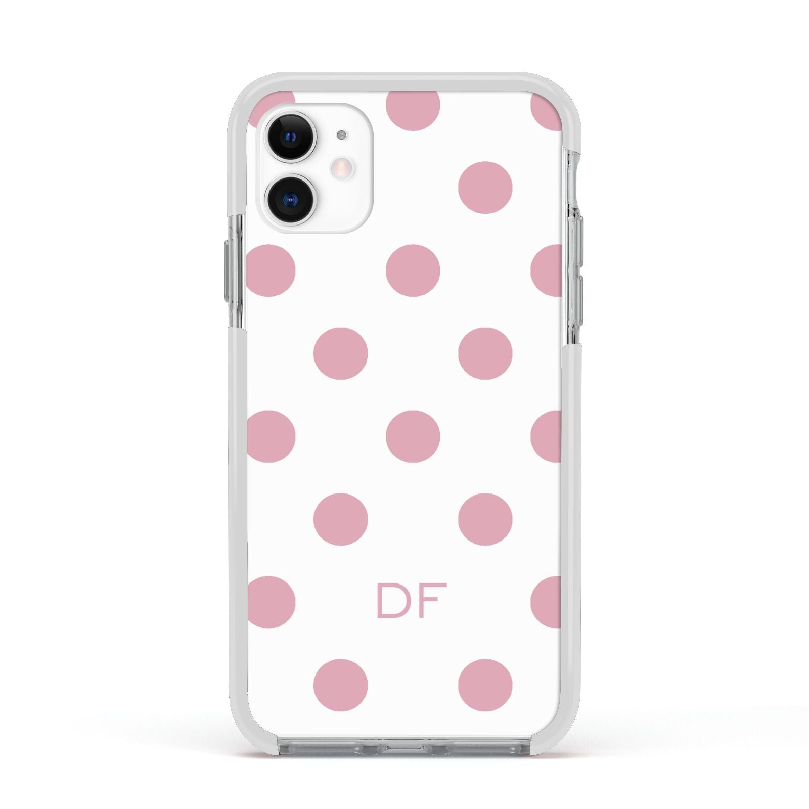 Dots Initials Personalised Apple iPhone 11 in White with White Impact Case