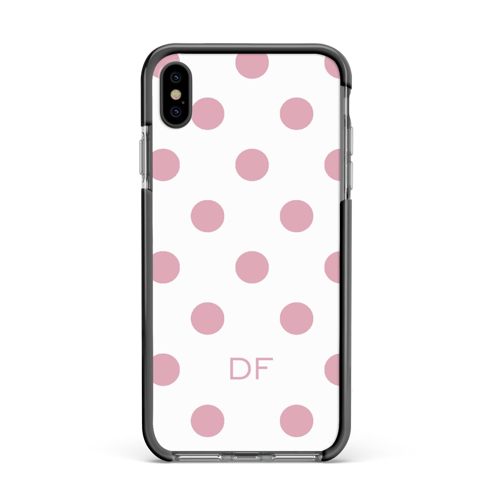 Dots Initials Personalised Apple iPhone Xs Max Impact Case Black Edge on Black Phone