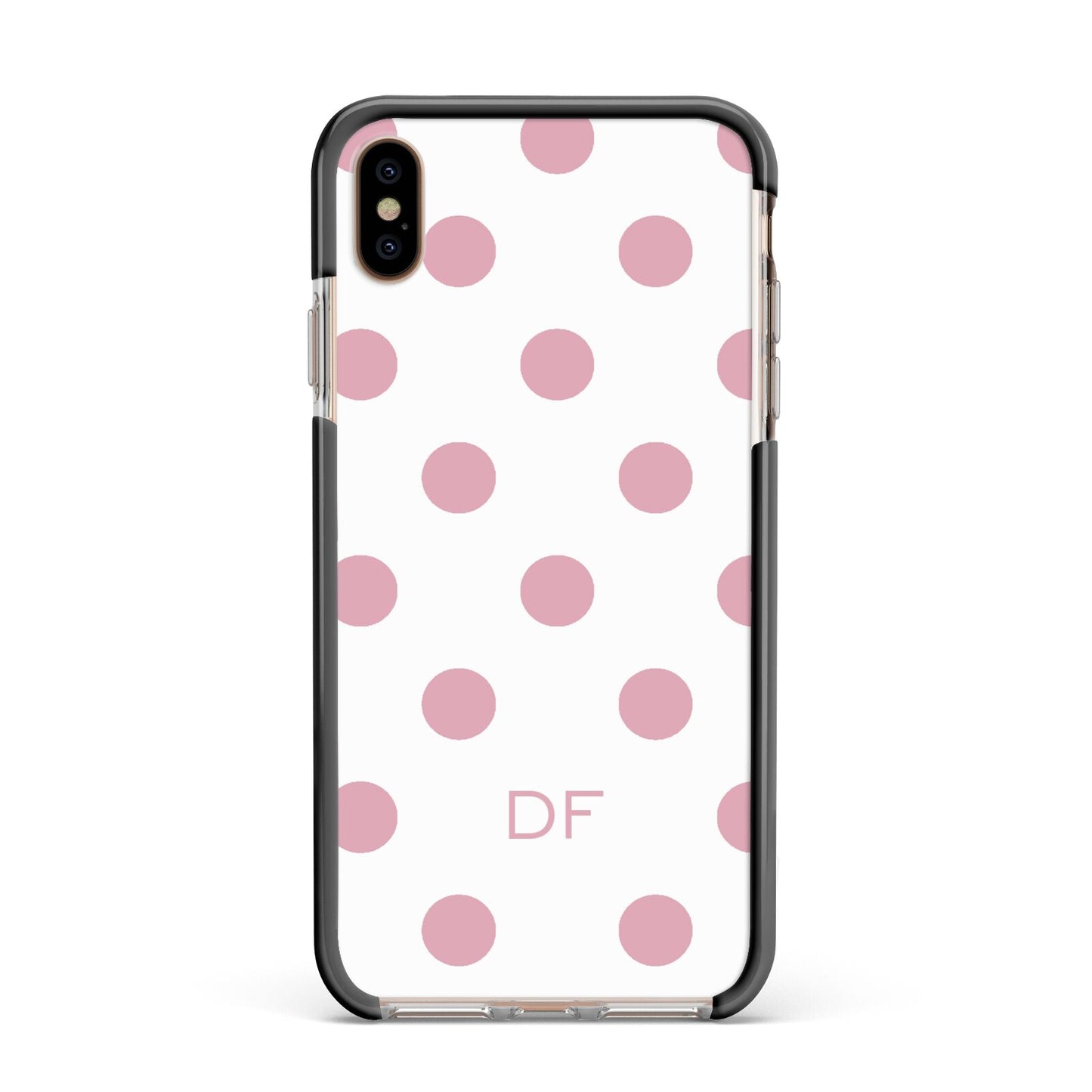 Dots Initials Personalised Apple iPhone Xs Max Impact Case Black Edge on Gold Phone
