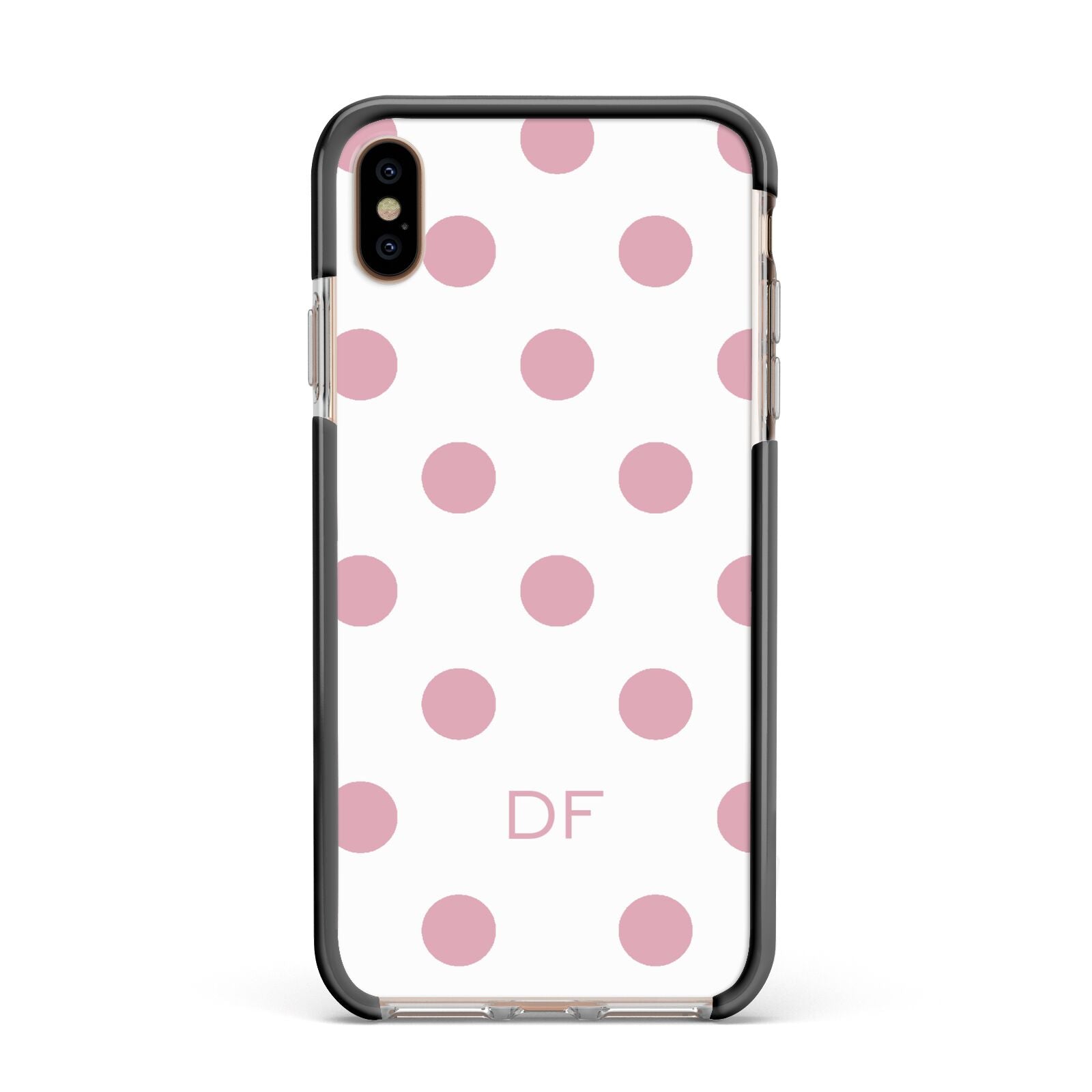 Dots Initials Personalised Apple iPhone Xs Max Impact Case Black Edge on Gold Phone
