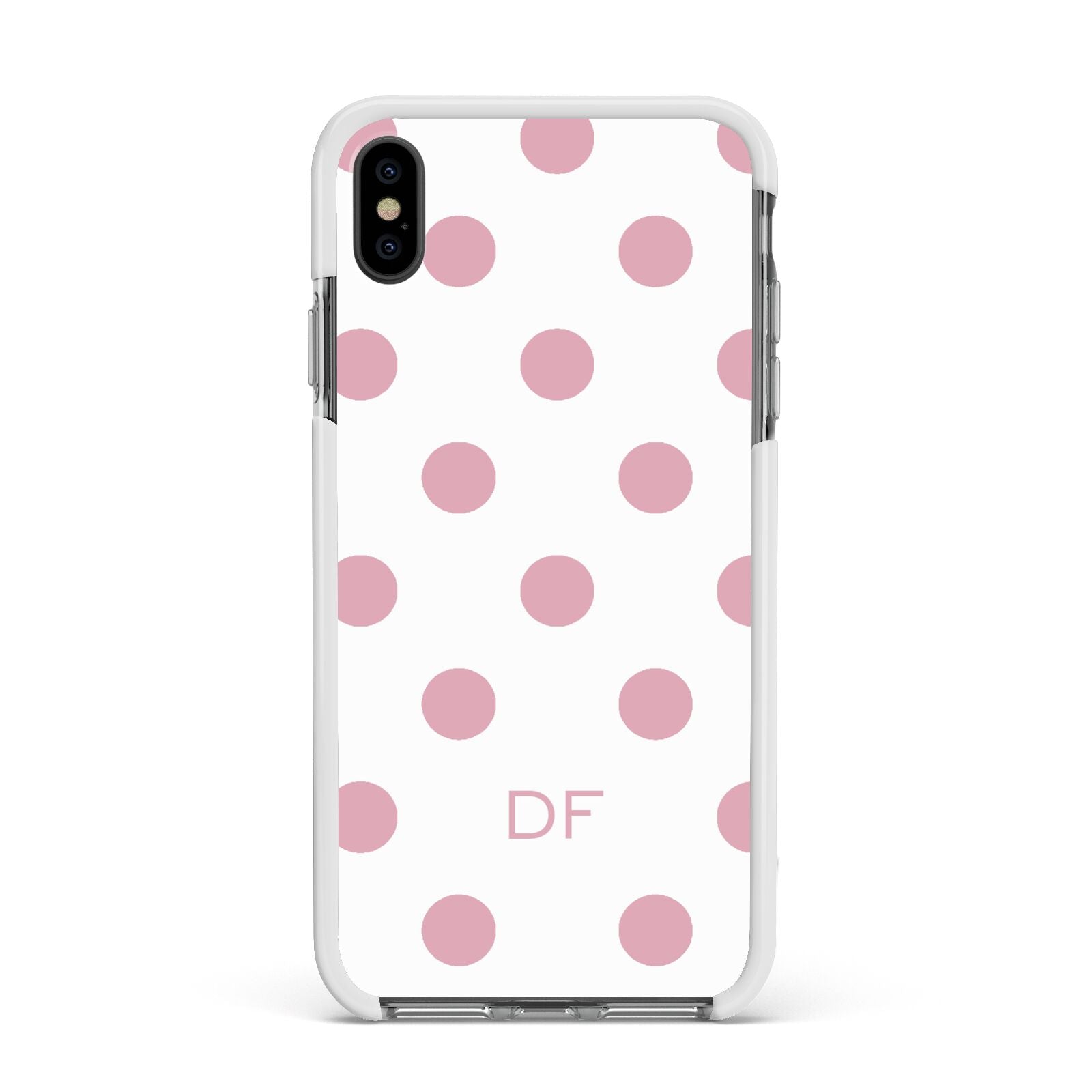 Dots Initials Personalised Apple iPhone Xs Max Impact Case White Edge on Black Phone