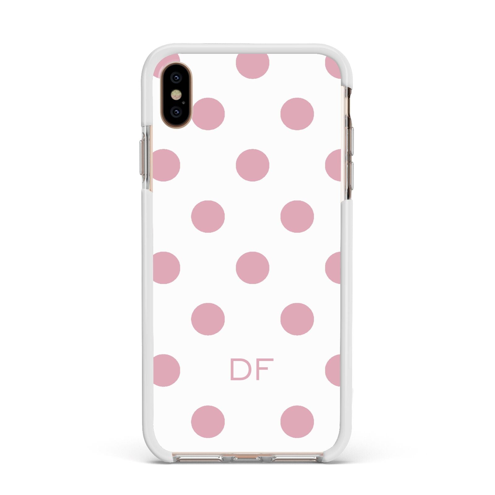 Dots Initials Personalised Apple iPhone Xs Max Impact Case White Edge on Gold Phone