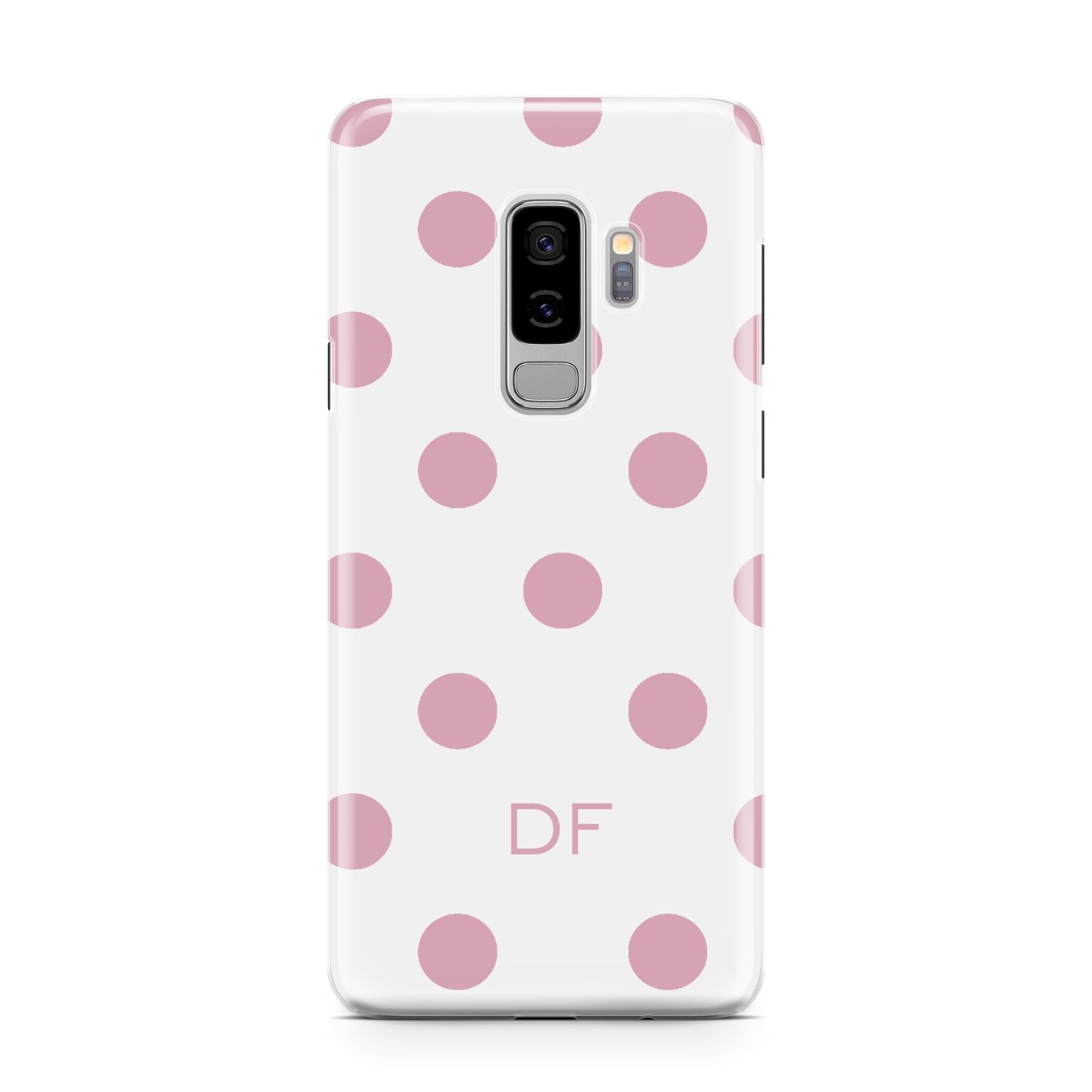 Dots Initials Personalised Samsung Galaxy S9 Plus Case on Silver phone