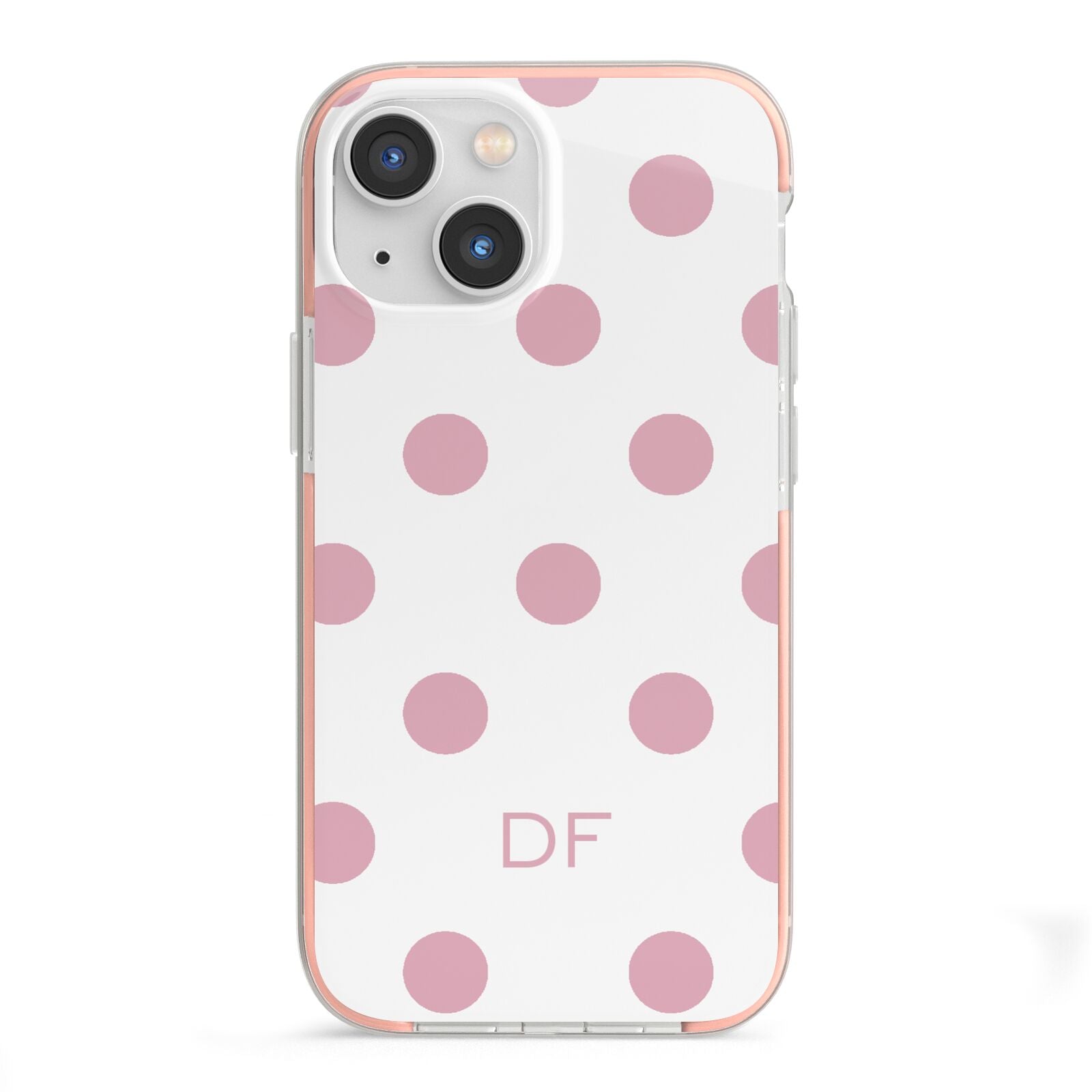 Dots Initials Personalised iPhone 13 Mini TPU Impact Case with Pink Edges