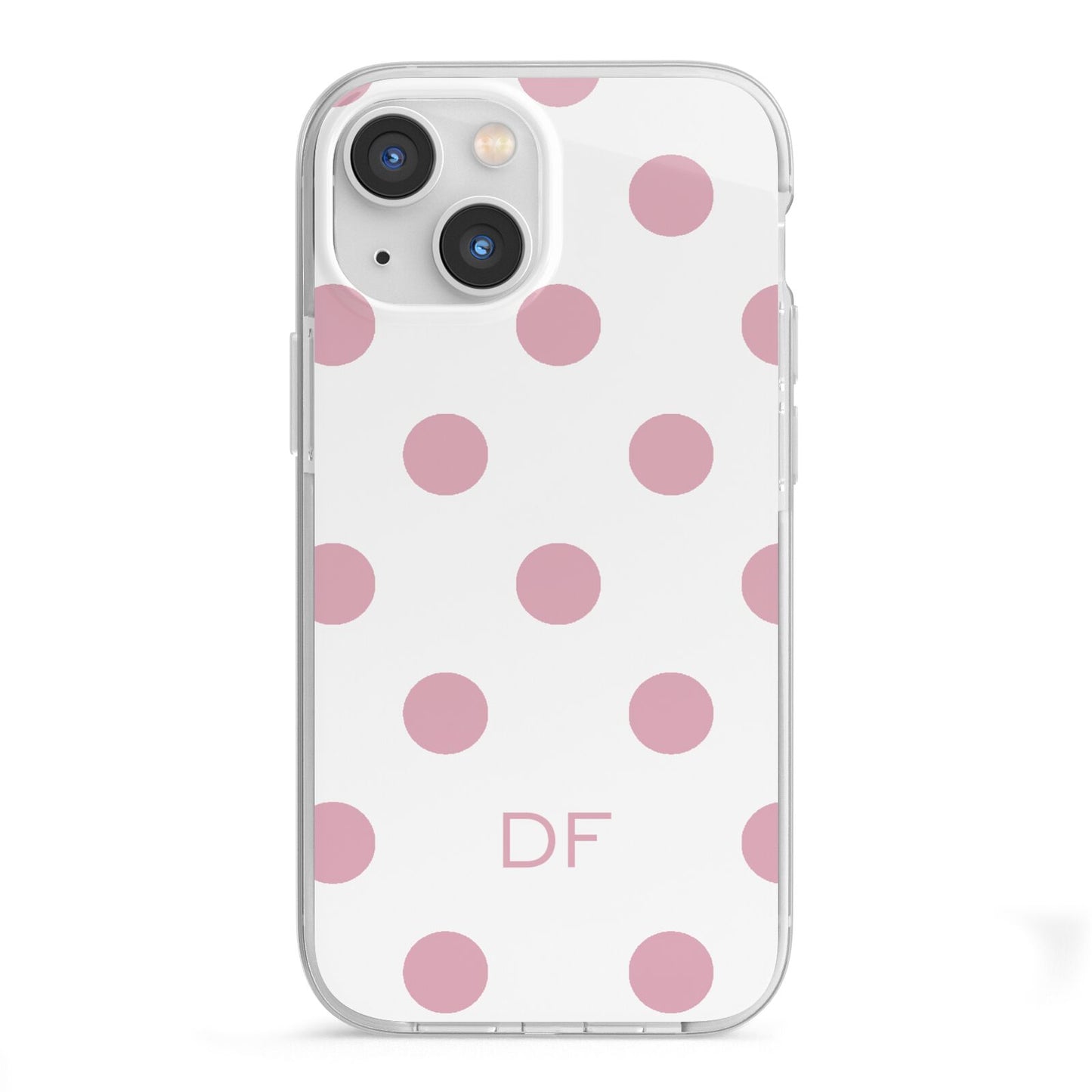 Dots Initials Personalised iPhone 13 Mini TPU Impact Case with White Edges