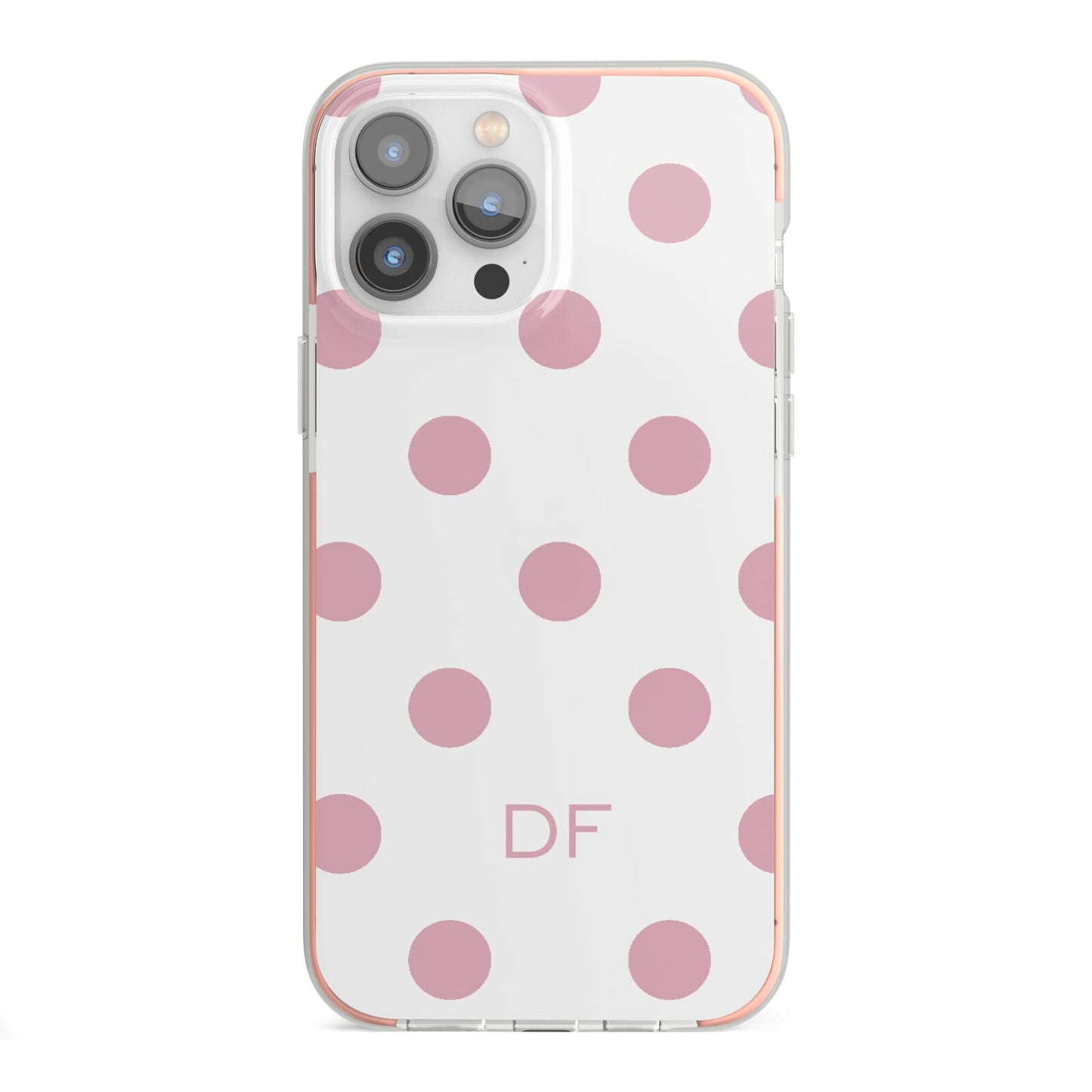 Dots Initials Personalised iPhone 13 Pro Max TPU Impact Case with Pink Edges