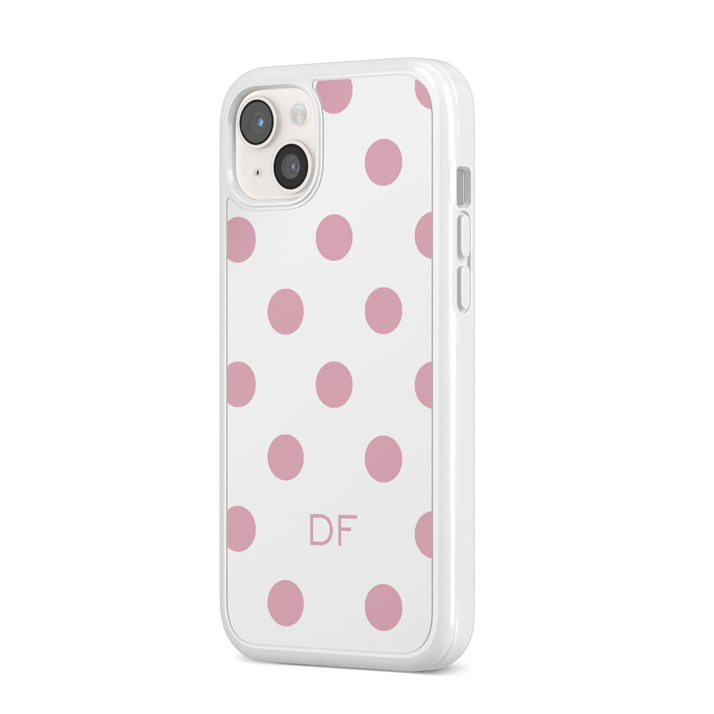 Dots Initials Personalised iPhone 14 Plus Clear Tough Case Starlight Angled Image