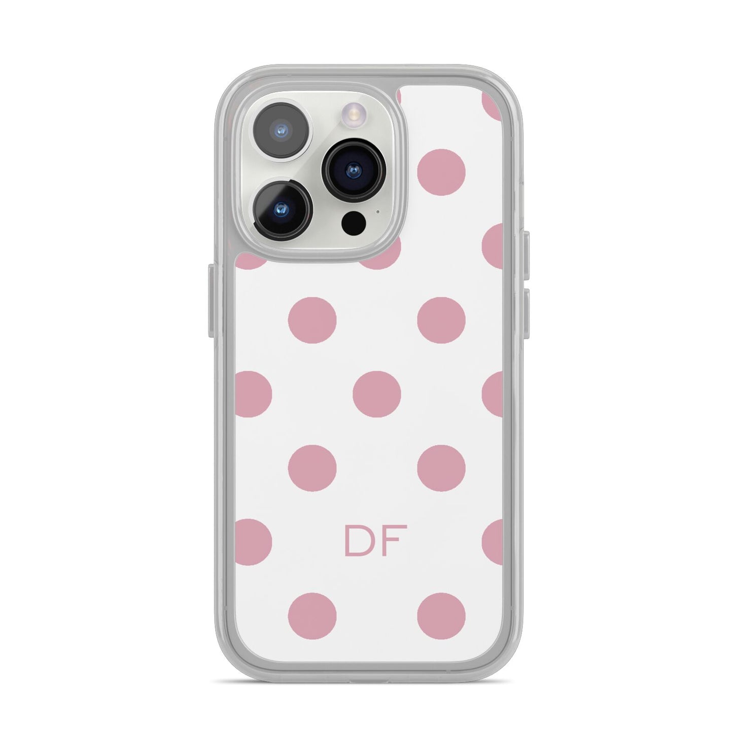 Dots Initials Personalised iPhone 14 Pro Clear Tough Case Silver