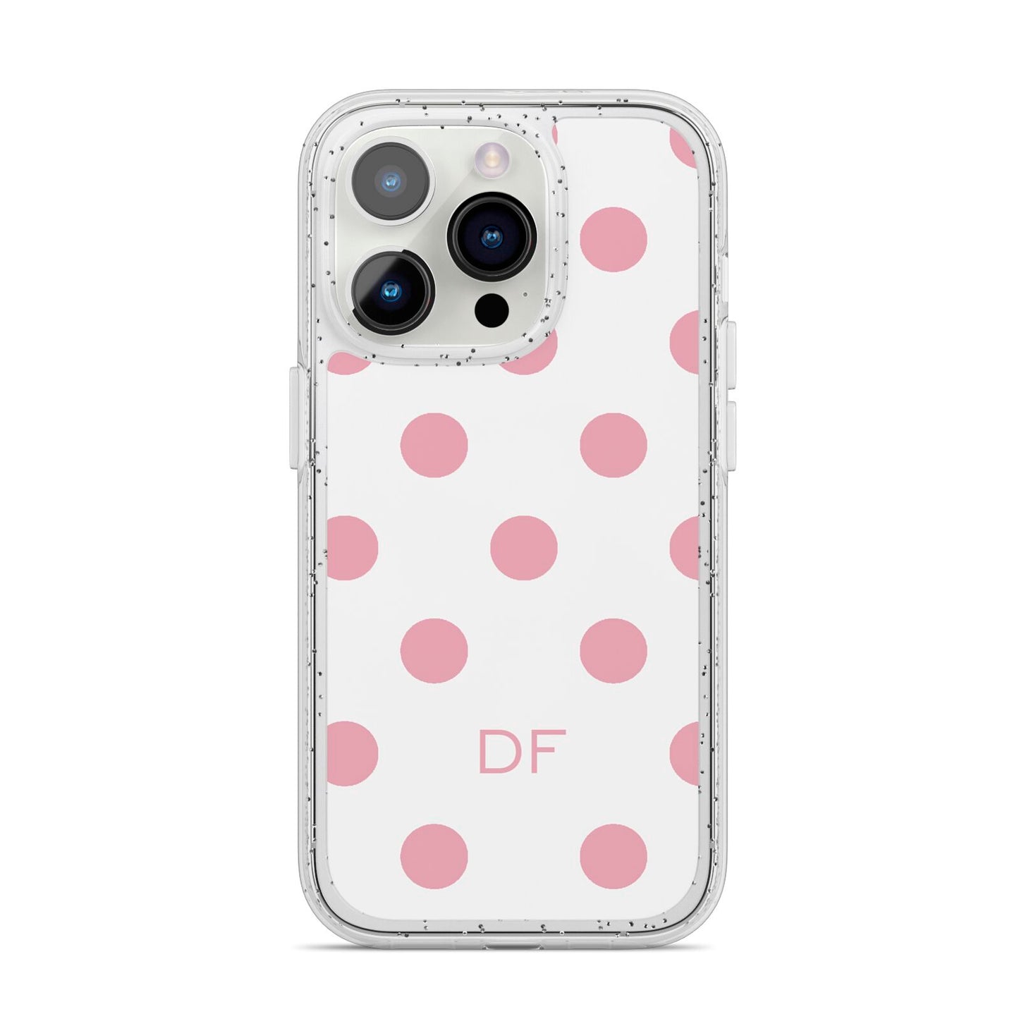 Dots Initials Personalised iPhone 14 Pro Glitter Tough Case Silver