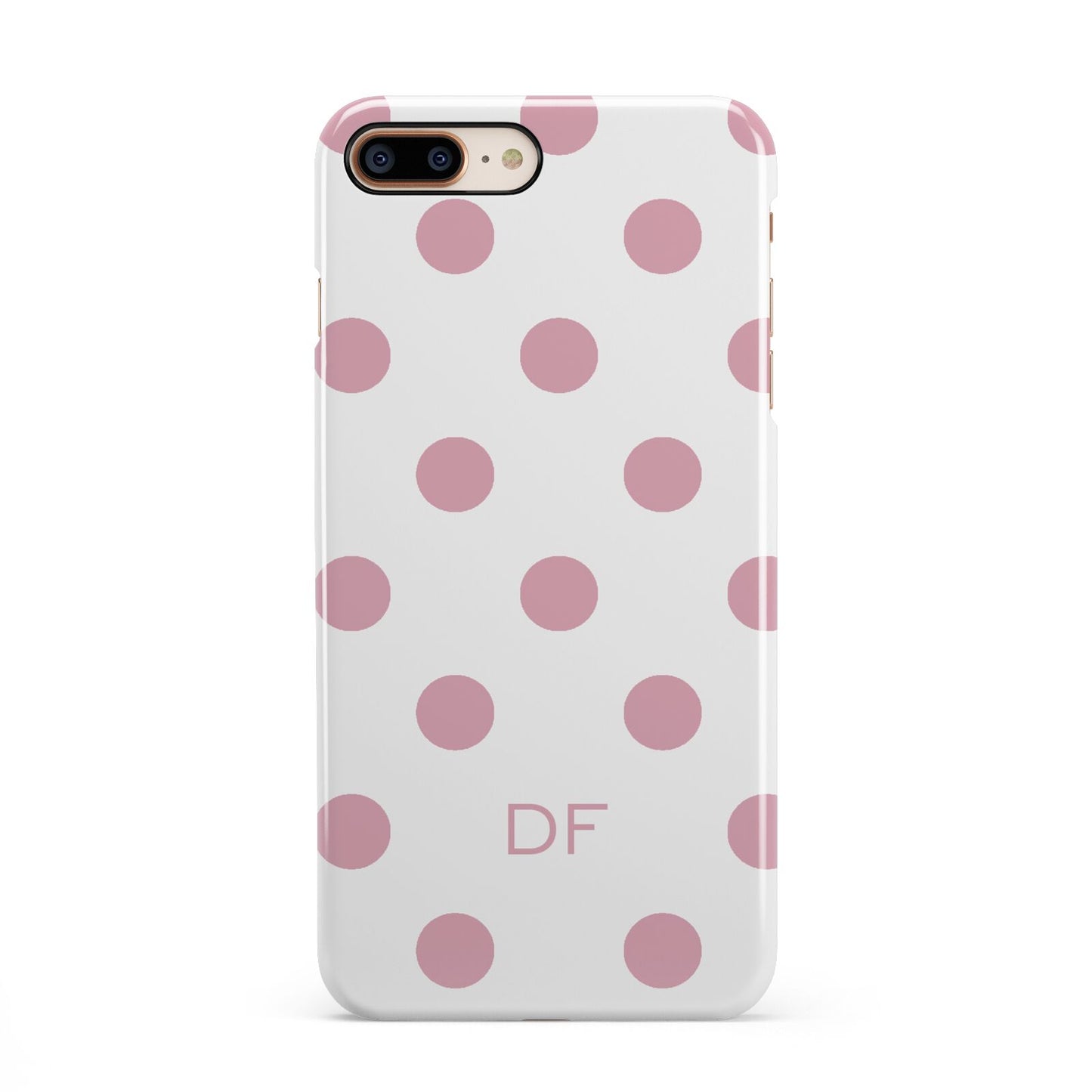 Dots Initials Personalised iPhone 8 Plus 3D Snap Case on Gold Phone
