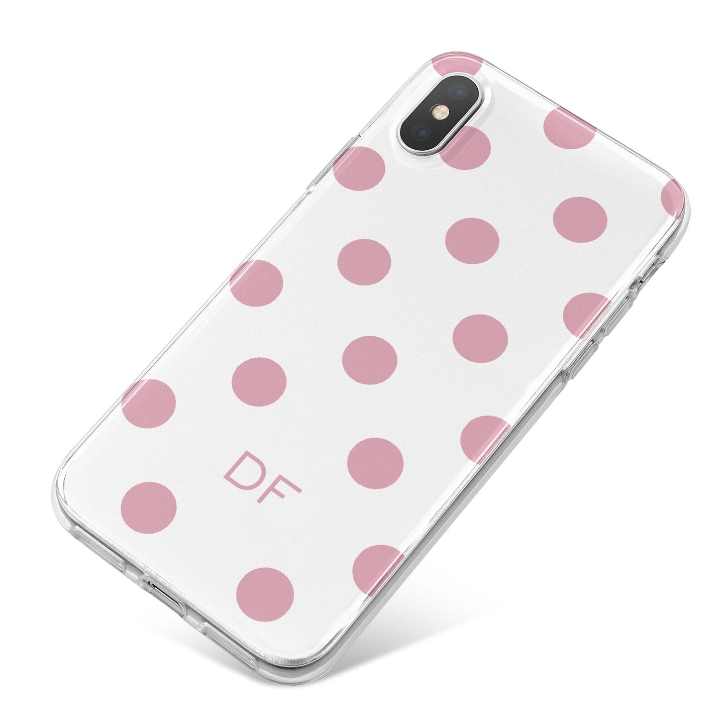 Dots Initials Personalised iPhone X Bumper Case on Silver iPhone