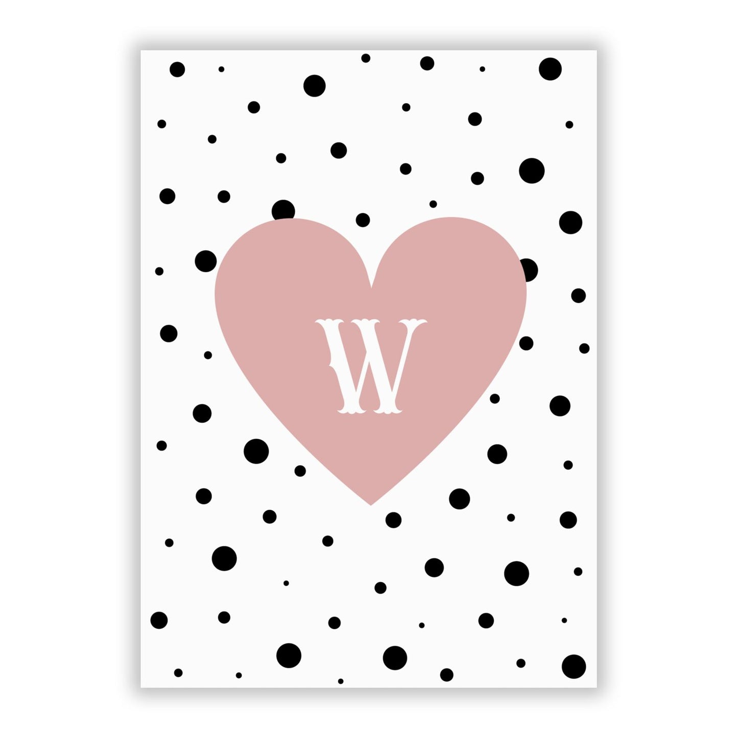 Dotted Pink Heart Personalised A5 Flat Greetings Card