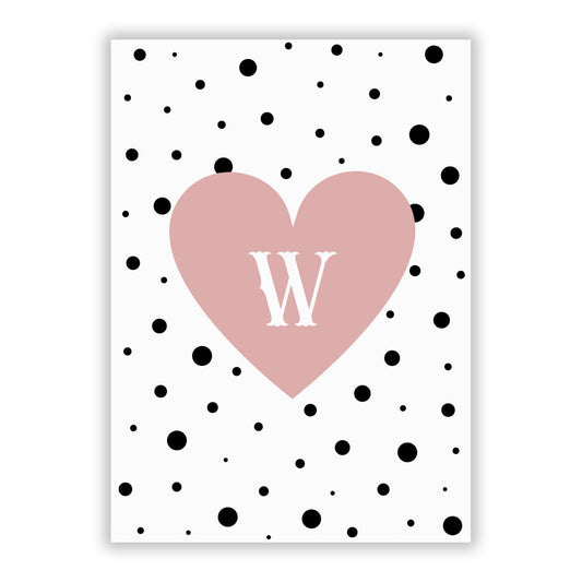 Dotted Pink Heart Personalised A5 Flat Greetings Card