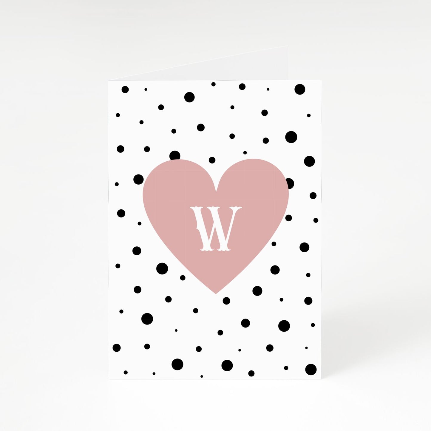 Dotted Pink Heart Personalised A5 Greetings Card