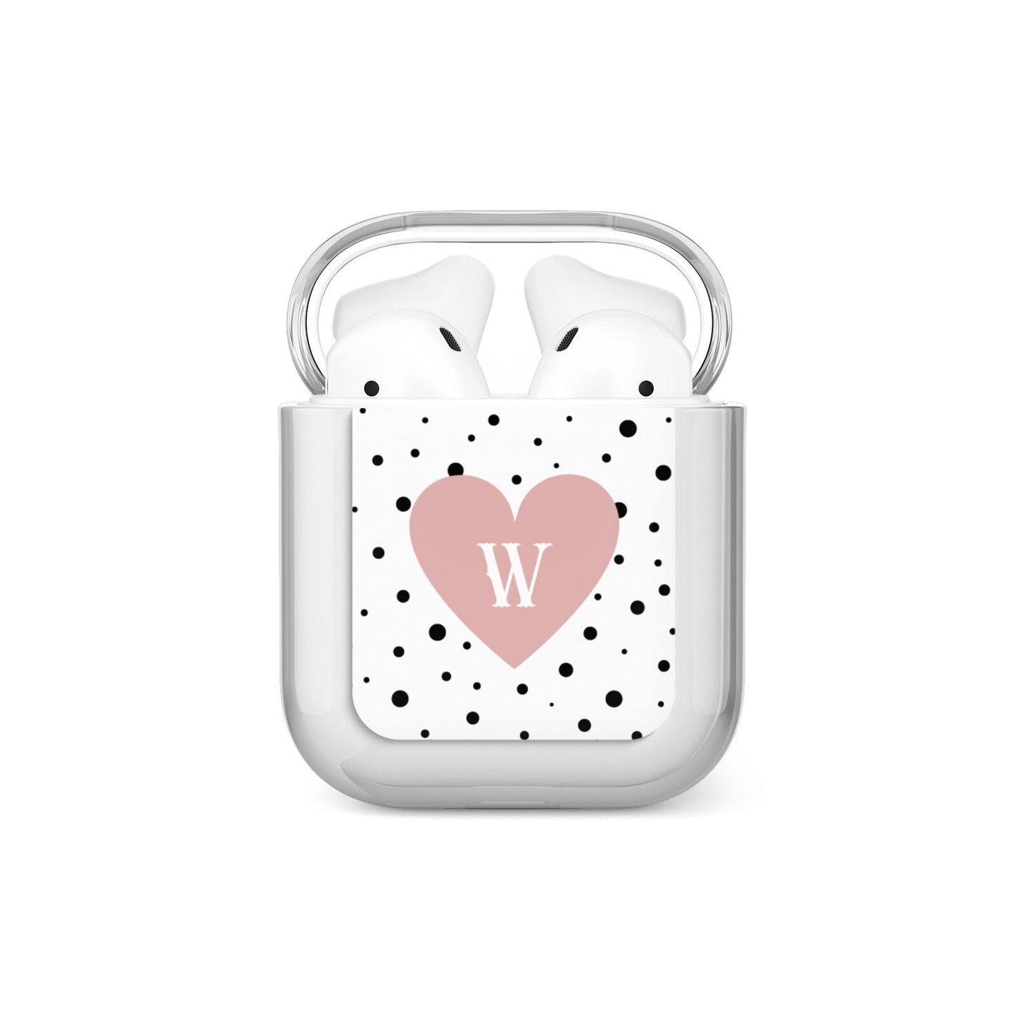 Dotted Pink Heart Personalised AirPods Case