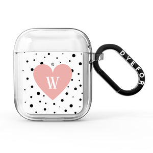 Dotted Pink Heart Personalised AirPods Case