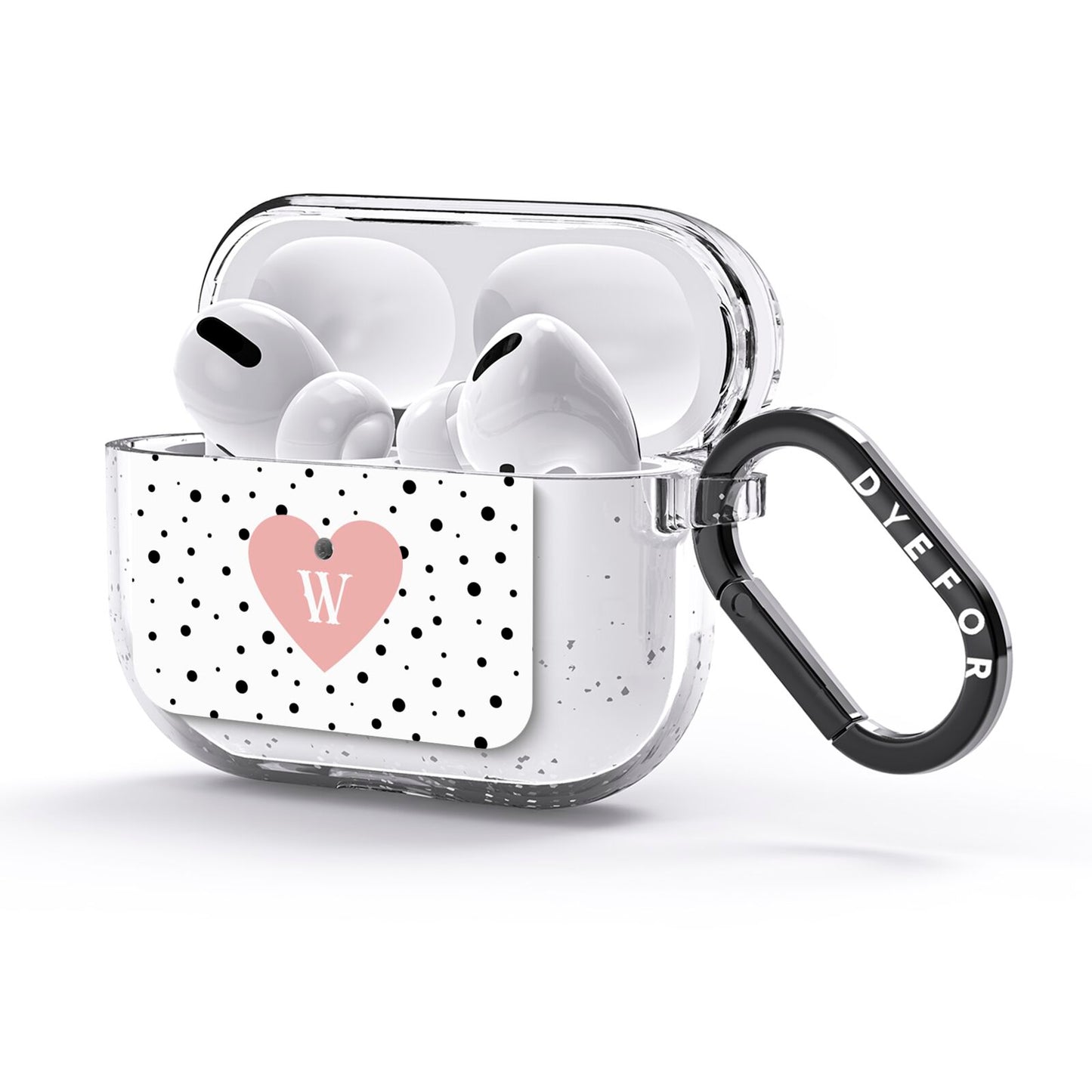Dotted Pink Heart Personalised AirPods Glitter Case 3rd Gen Side Image