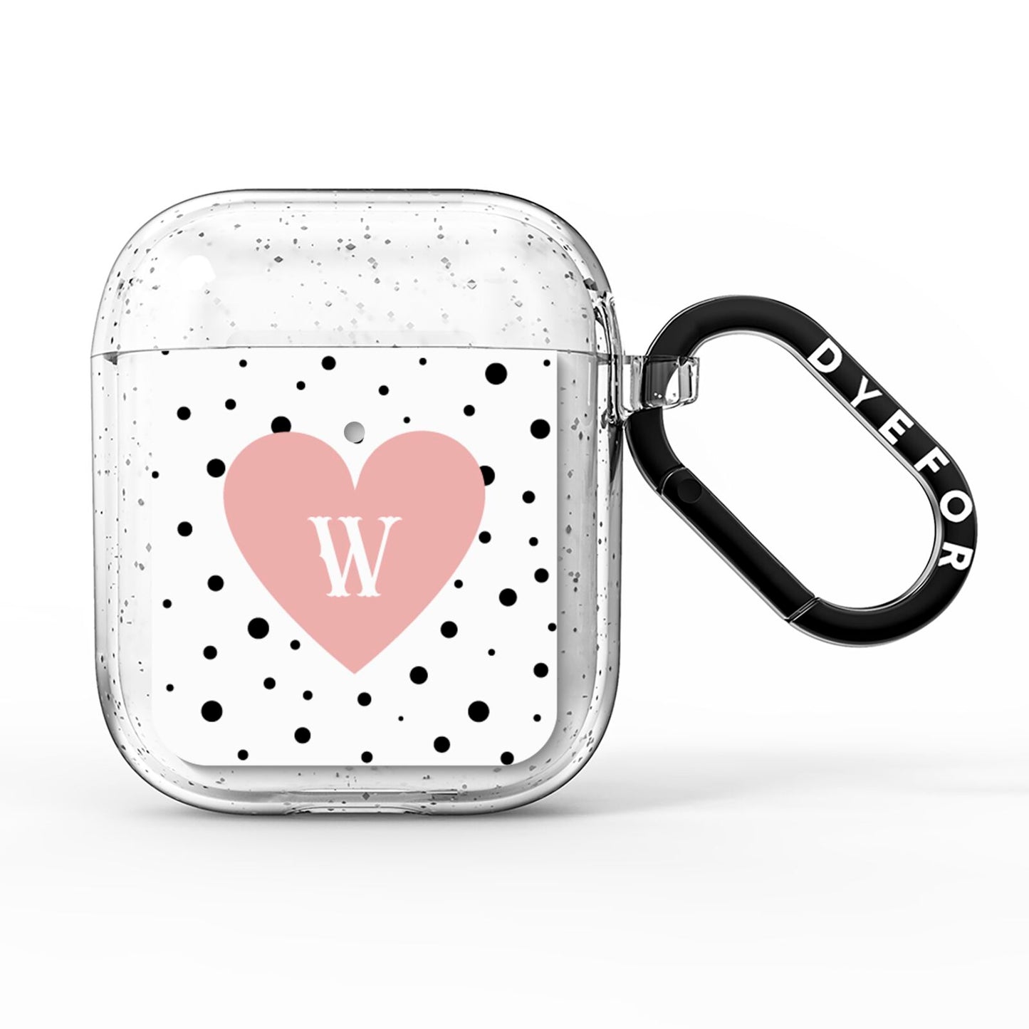 Dotted Pink Heart Personalised AirPods Glitter Case