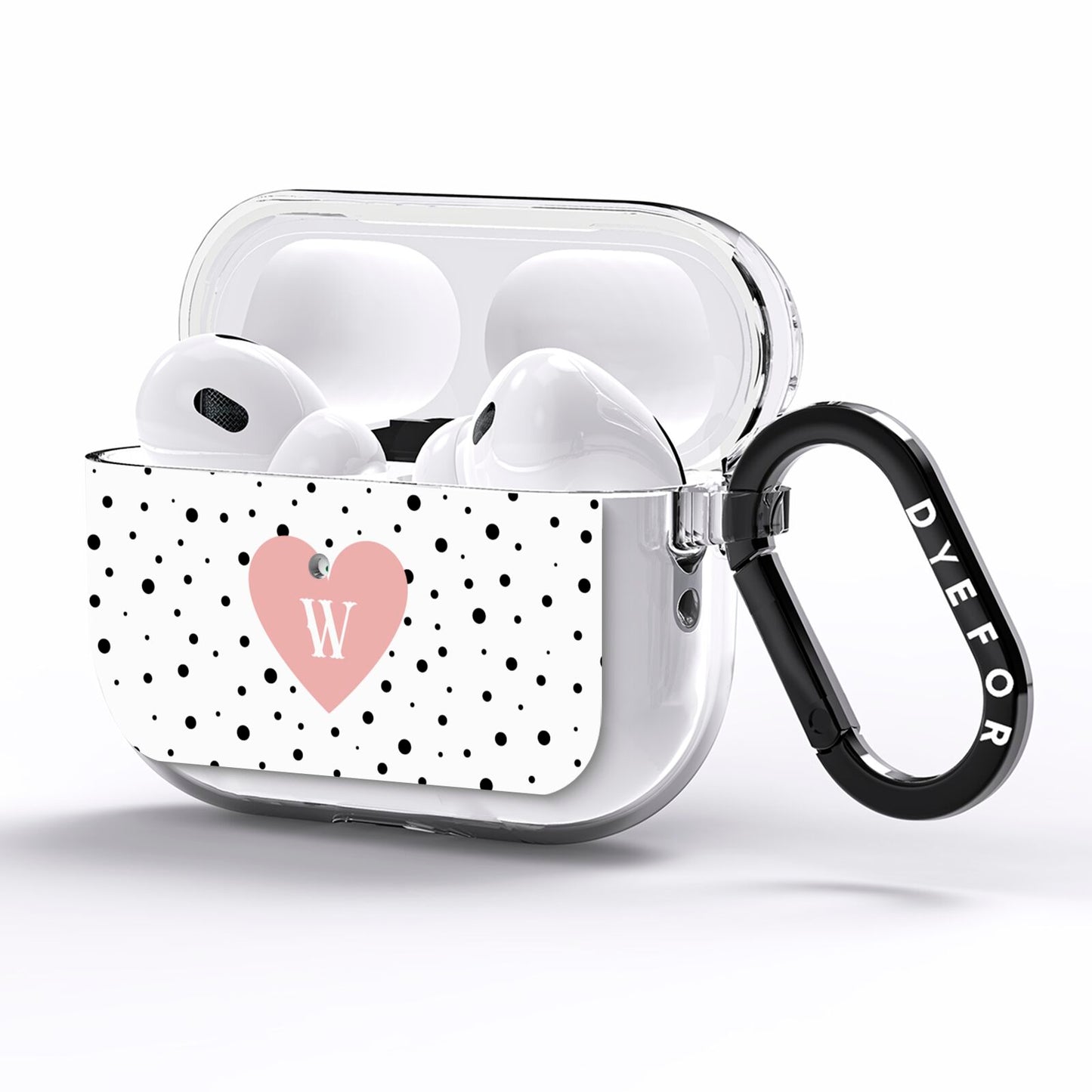 Dotted Pink Heart Personalised AirPods Pro Clear Case Side Image