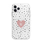 Dotted Pink Heart Personalised Apple iPhone 11 Pro Max in Silver with Bumper Case