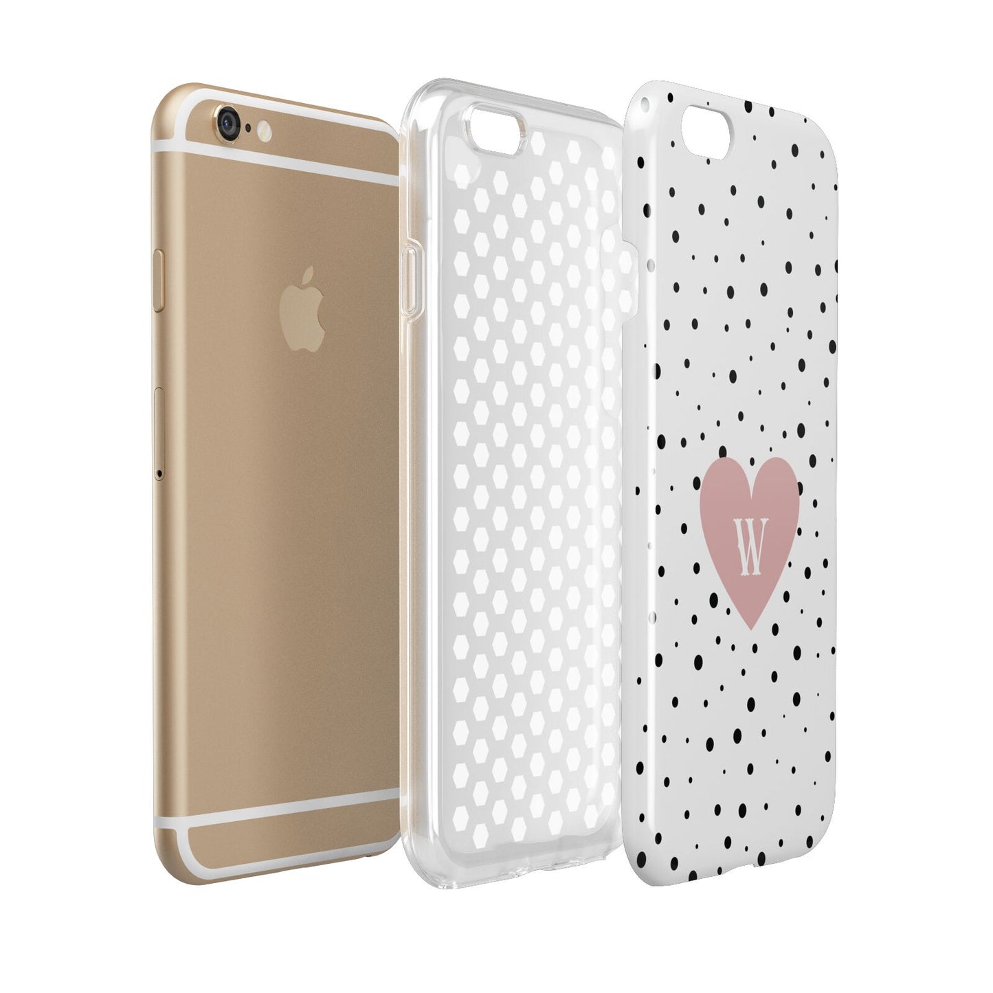 Dotted Pink Heart Personalised Apple iPhone 6 3D Tough Case Expanded view