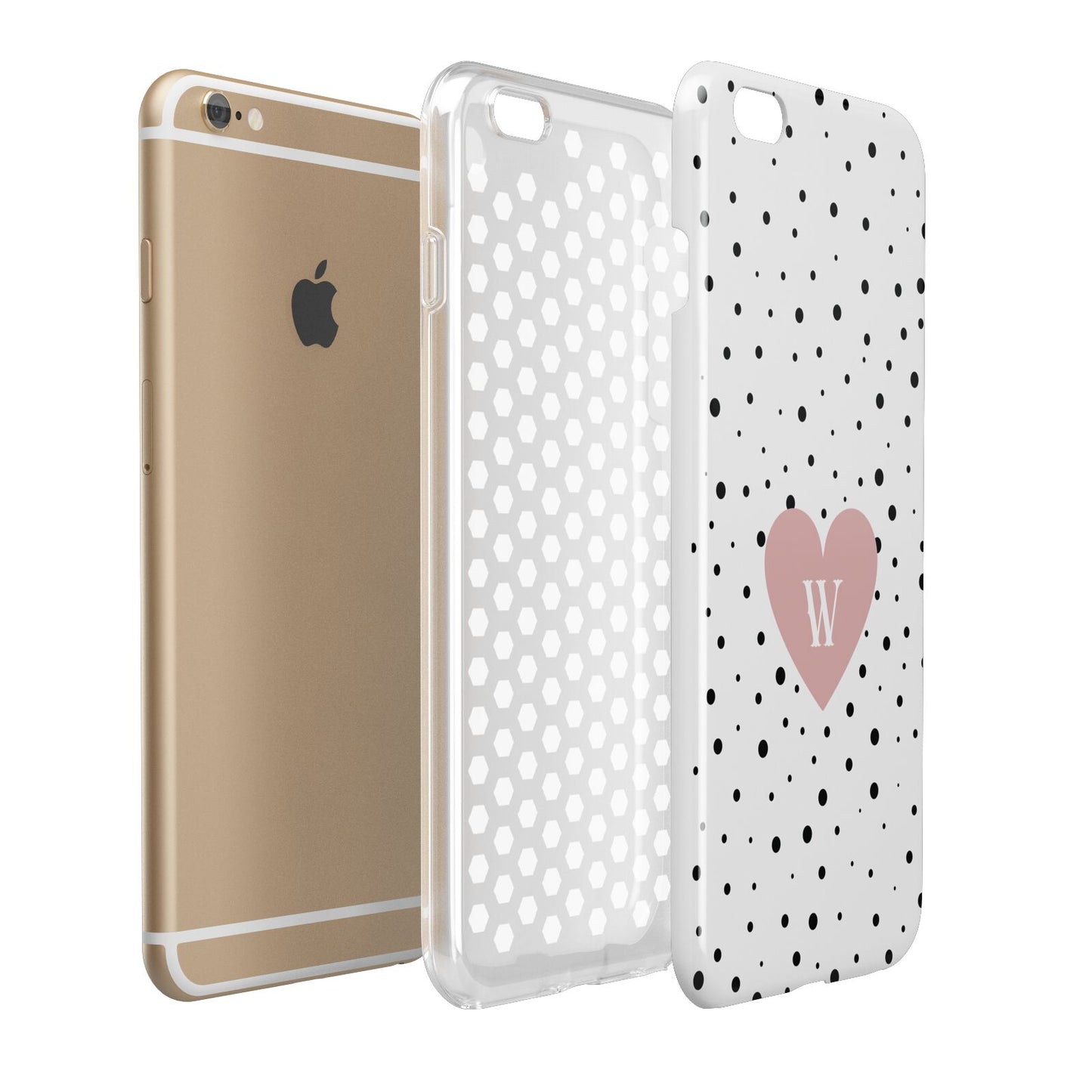 Dotted Pink Heart Personalised Apple iPhone 6 Plus 3D Tough Case Expand Detail Image