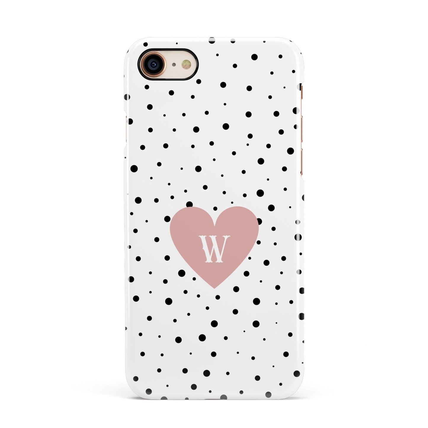 Dotted Pink Heart Personalised Apple iPhone 7 8 3D Snap Case