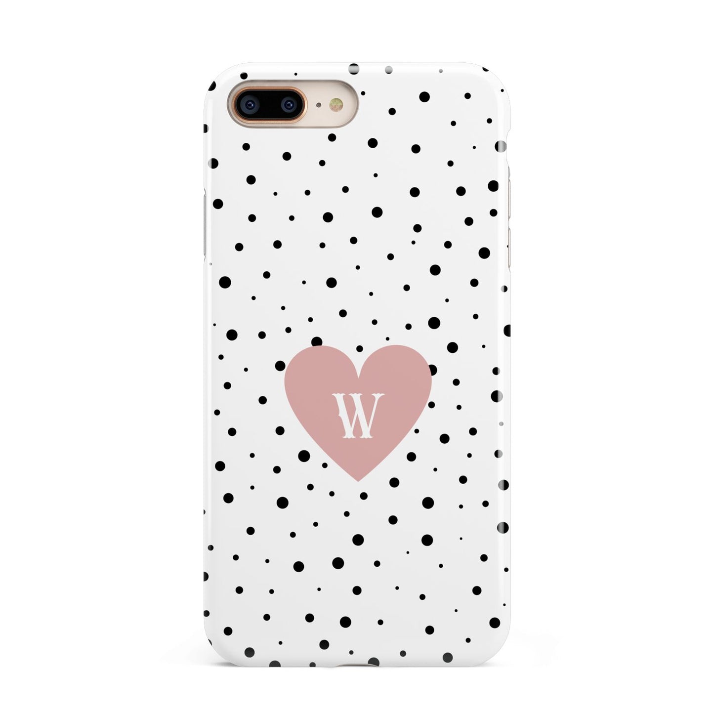 Dotted Pink Heart Personalised Apple iPhone 7 8 Plus 3D Tough Case
