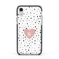 Dotted Pink Heart Personalised Apple iPhone XR Impact Case Black Edge on Silver Phone